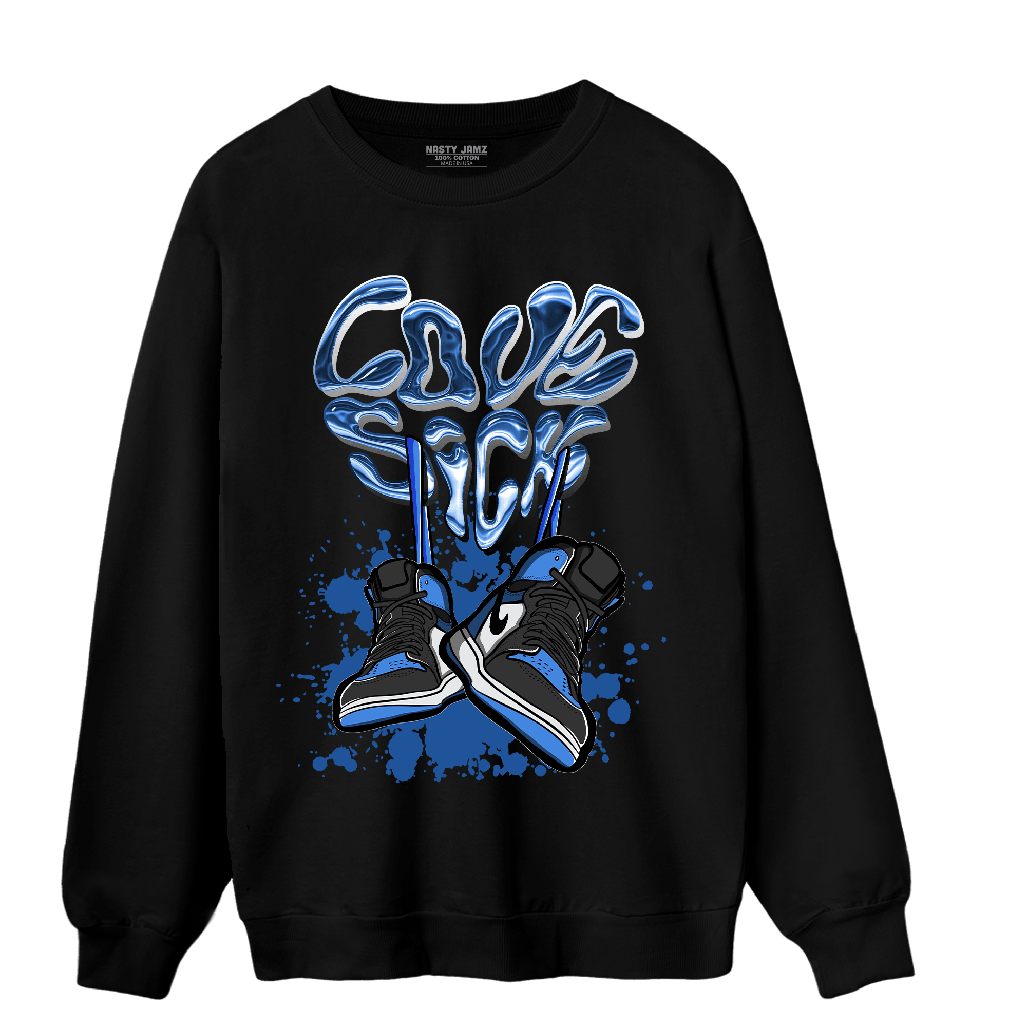 University Blue Toe 1s Sweatshirt Match Sneaker Love Sick - NastyJamz