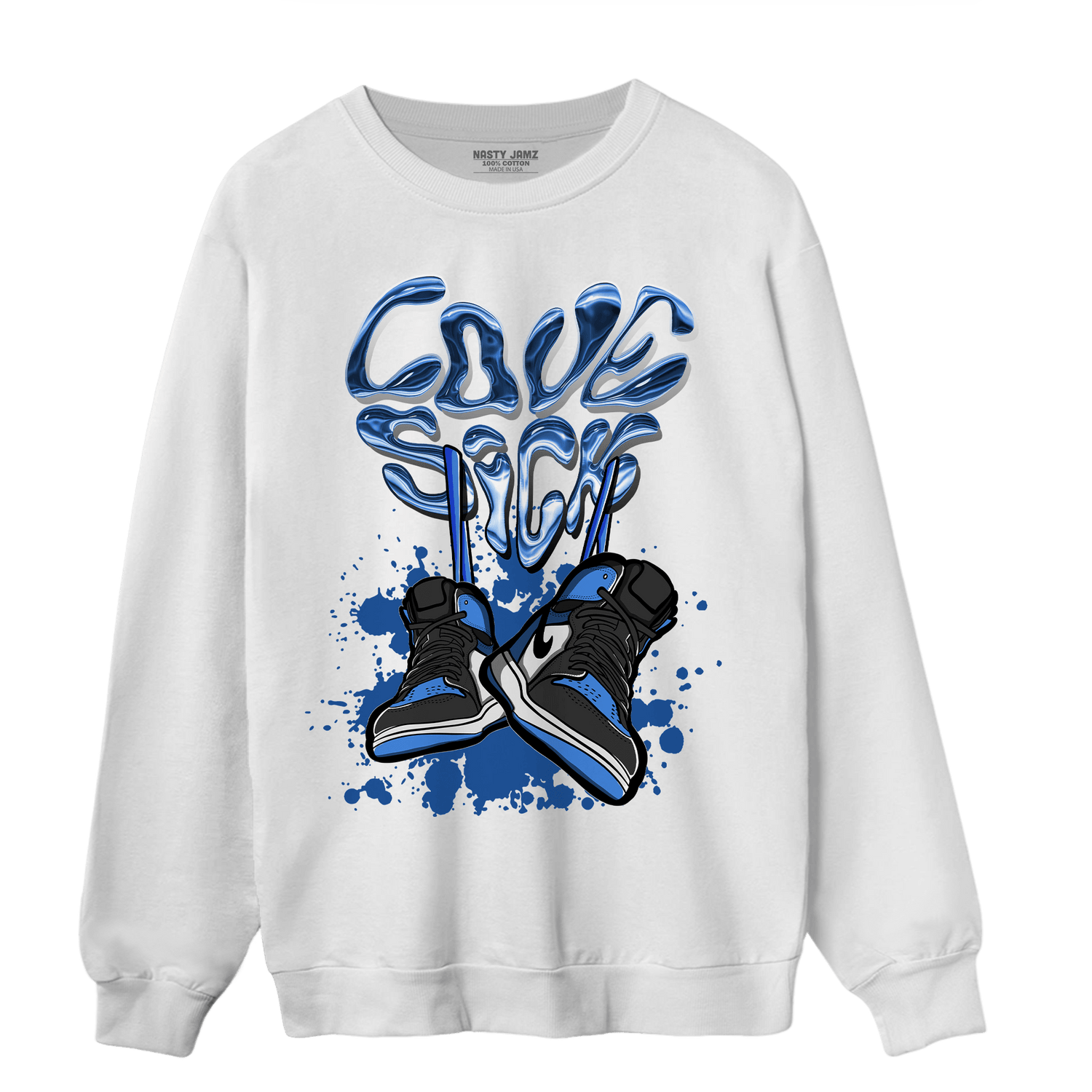 University Blue Toe 1s Sweatshirt Match Sneaker Love Sick - NastyJamz