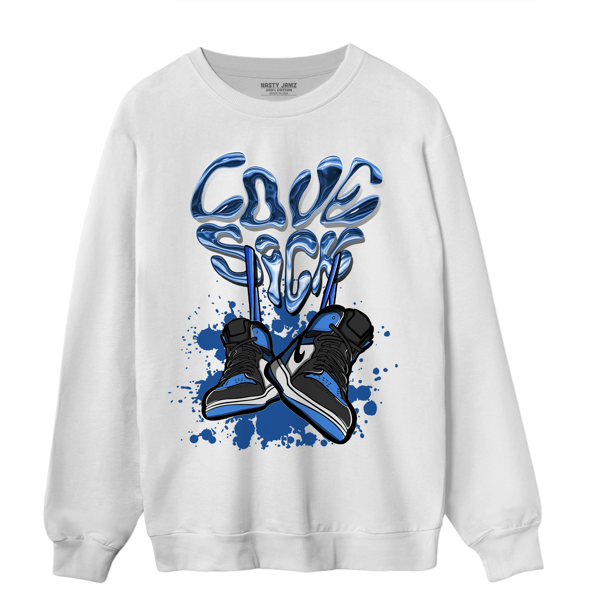 University Blue Toe 1s Sweatshirt Match Sneaker Love Sick - NastyJamz