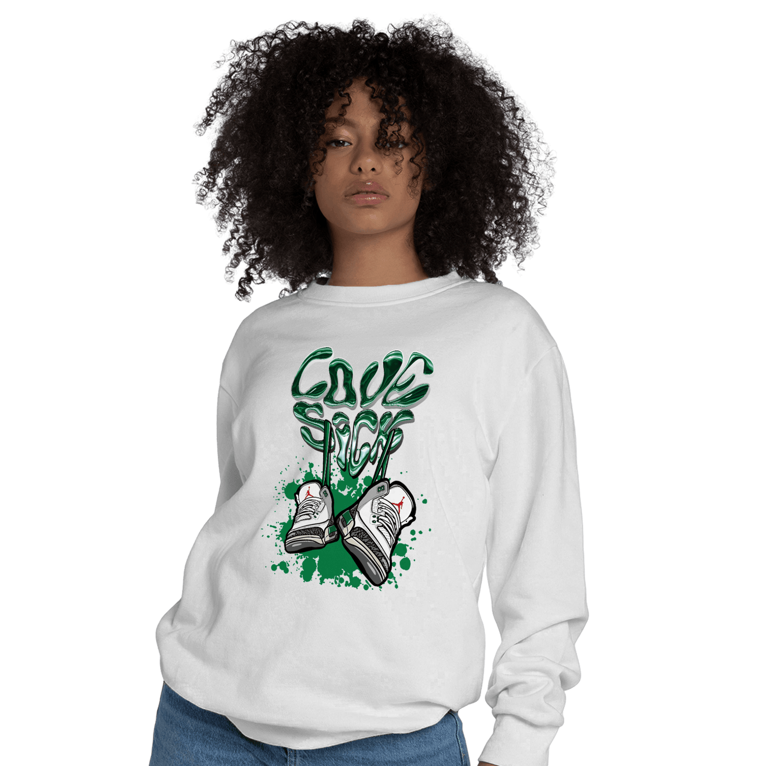 Lucky Green 3s Sweatshirt Match Sneaker Love Sick - NastyJamz