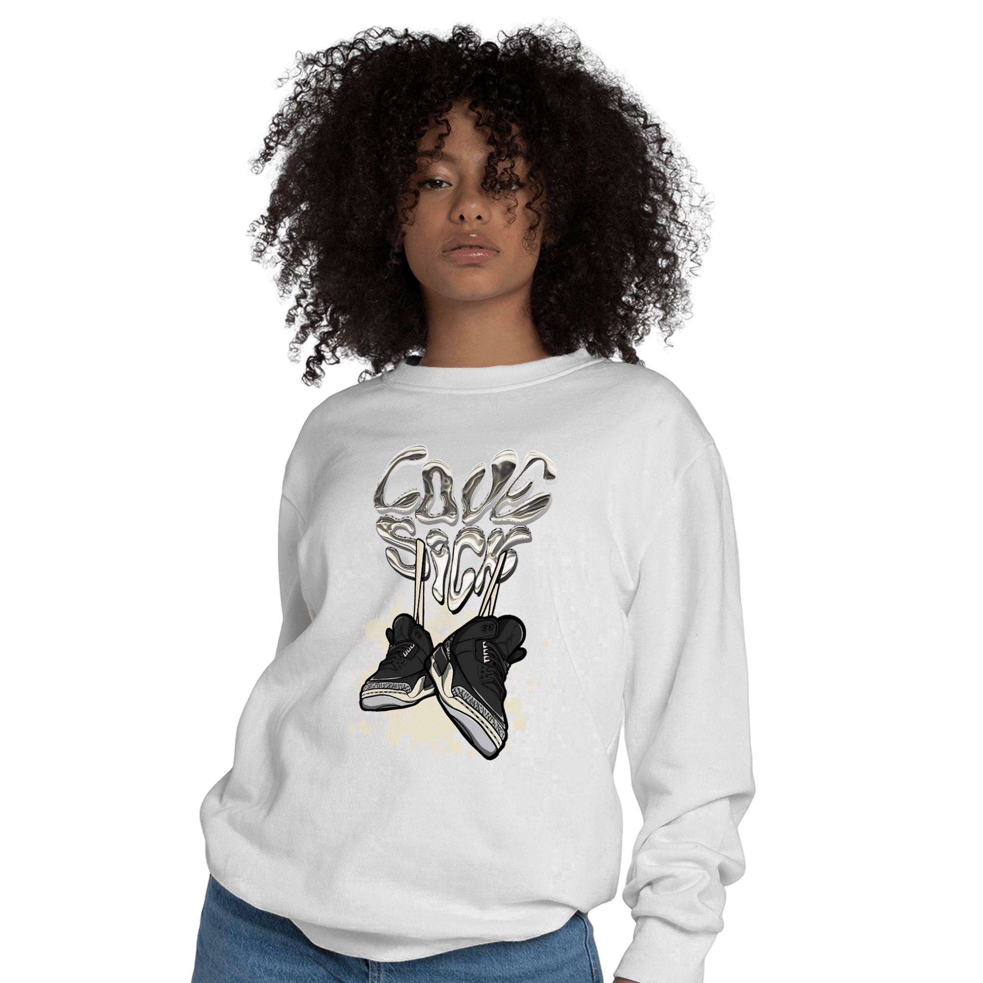 Off Noir 3s Sweatshirt Match Sneaker Love Sick - NastyJamz