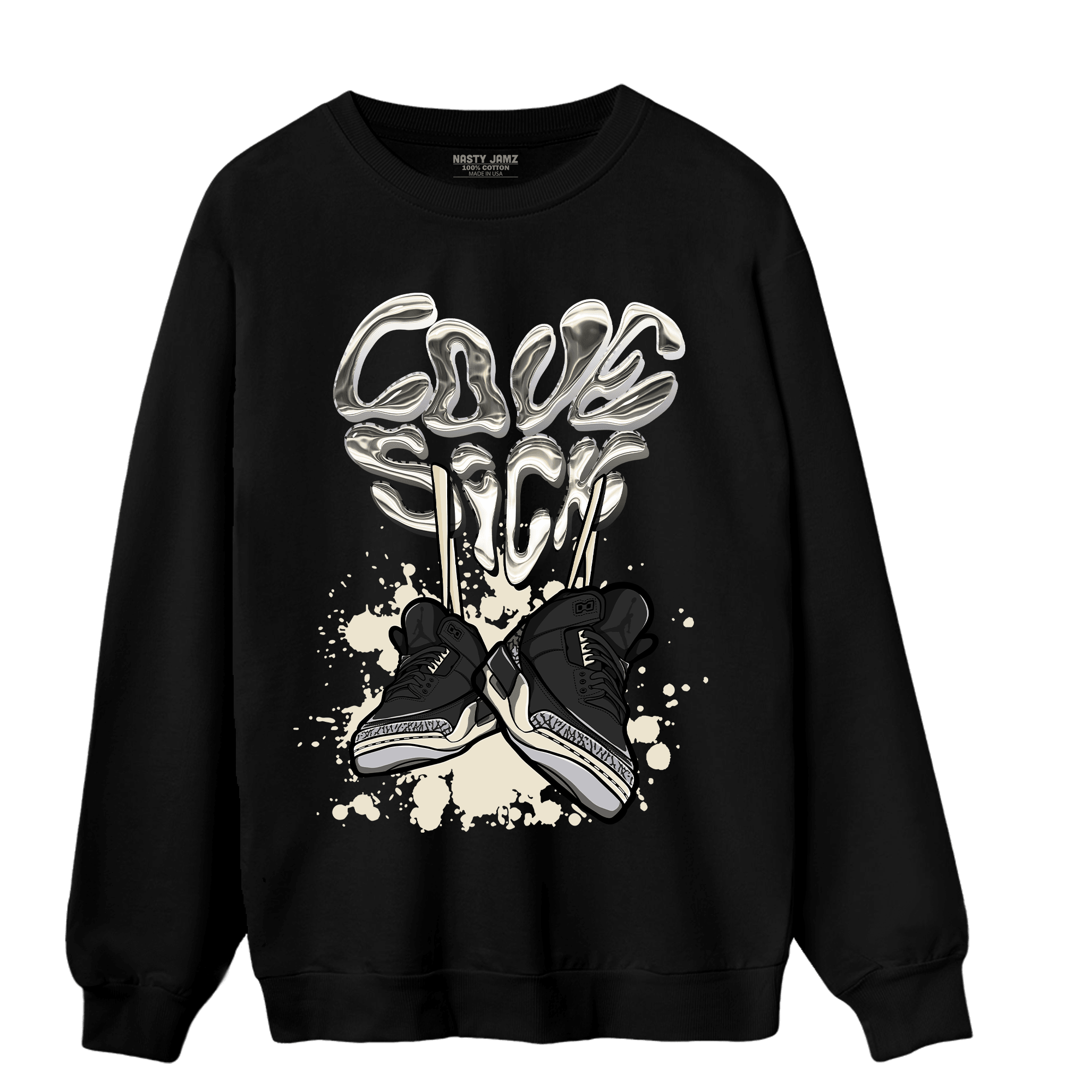 Off Noir 3s Sweatshirt Match Sneaker Love Sick - NastyJamz