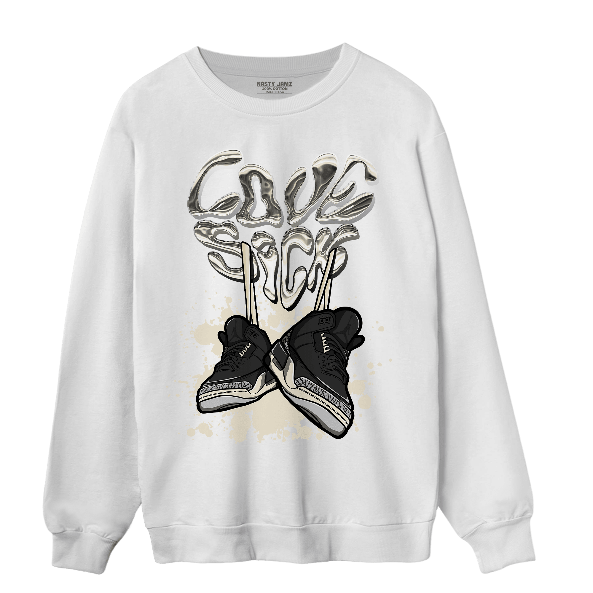 Off Noir 3s Sweatshirt Match Sneaker Love Sick - NastyJamz