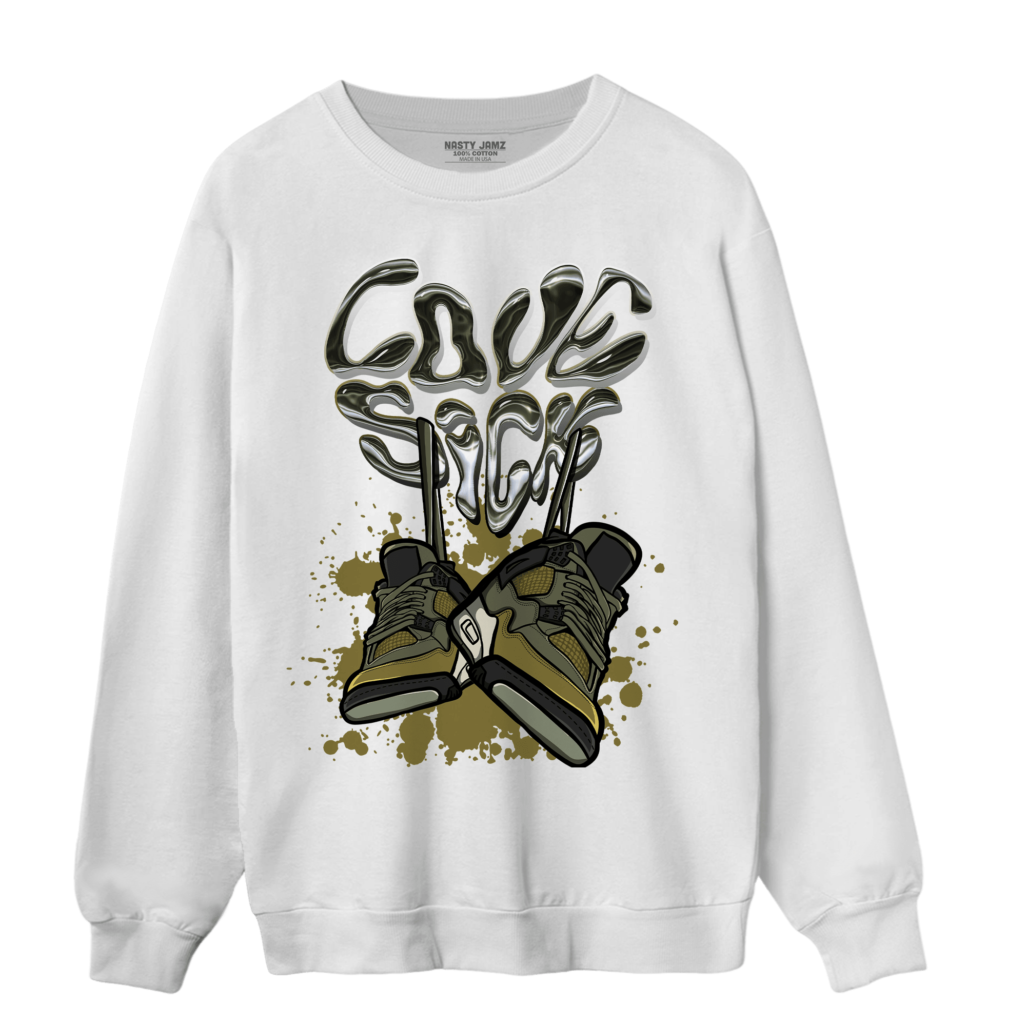 SE Craft Medium Olive 4s Sweatshirt Match Sneaker Love Sick - NastyJamz