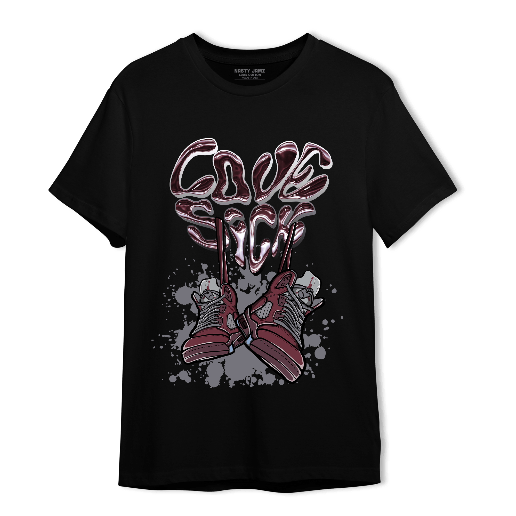 Burgundy 5s T Shirt Match Sneaker Love Sick - NastyJamz