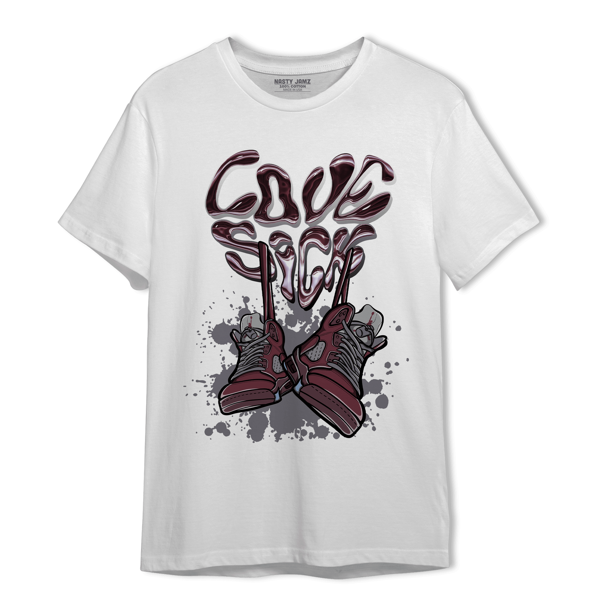 Burgundy 5s T Shirt Match Sneaker Love Sick - NastyJamz