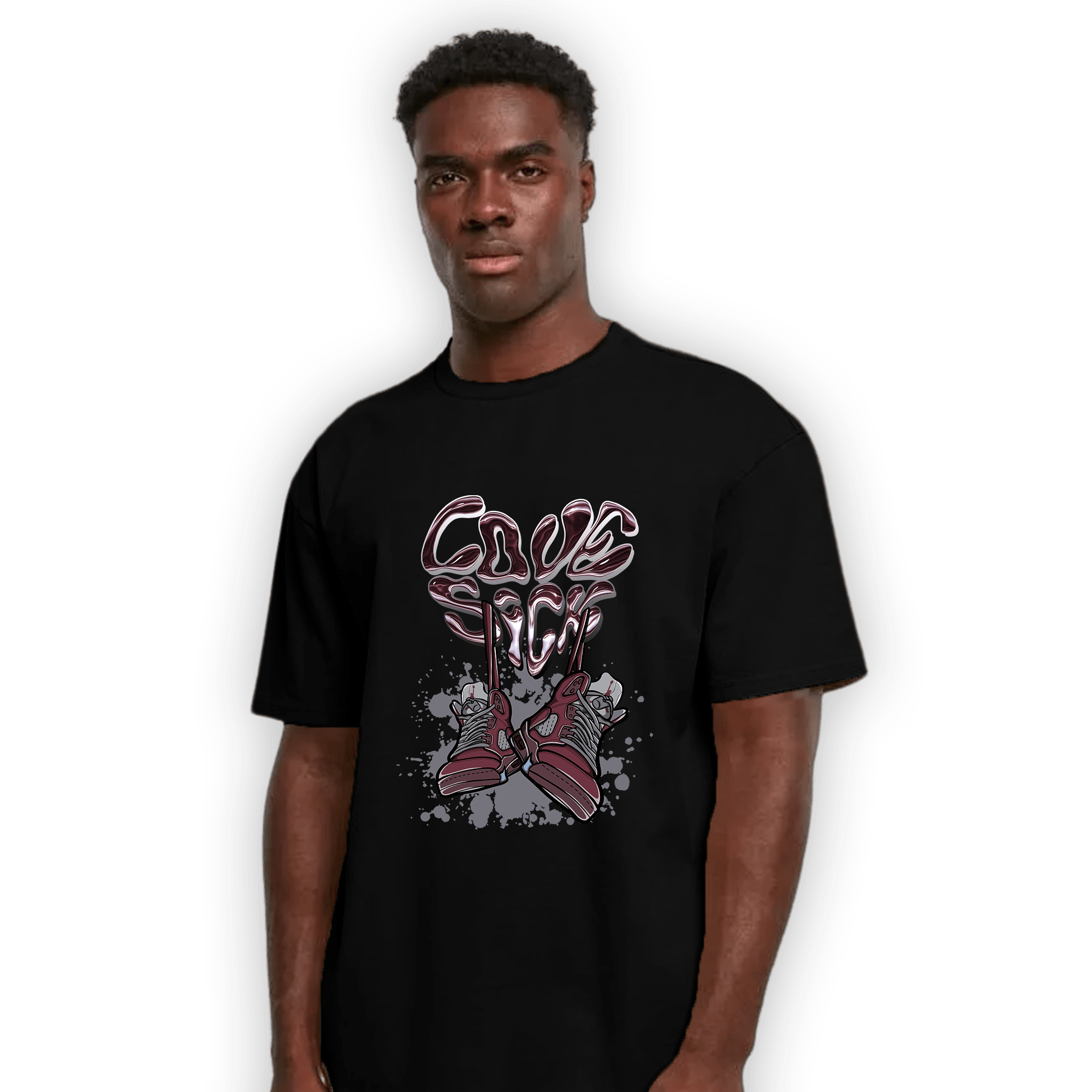 Burgundy 5s T Shirt Match Sneaker Love Sick - NastyJamz