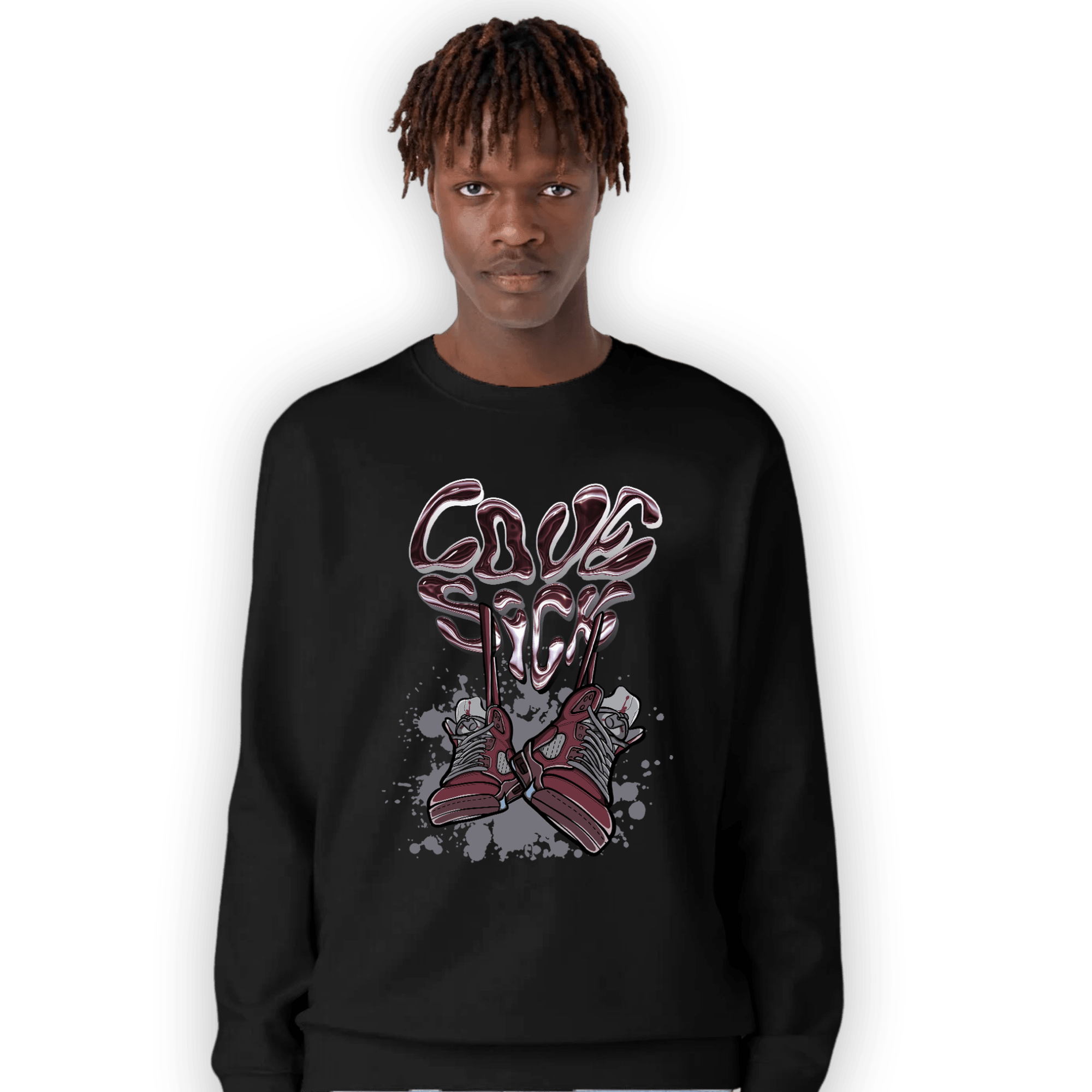 Burgundy 5s Sweatshirt Match Sneaker Love Sick - NastyJamz