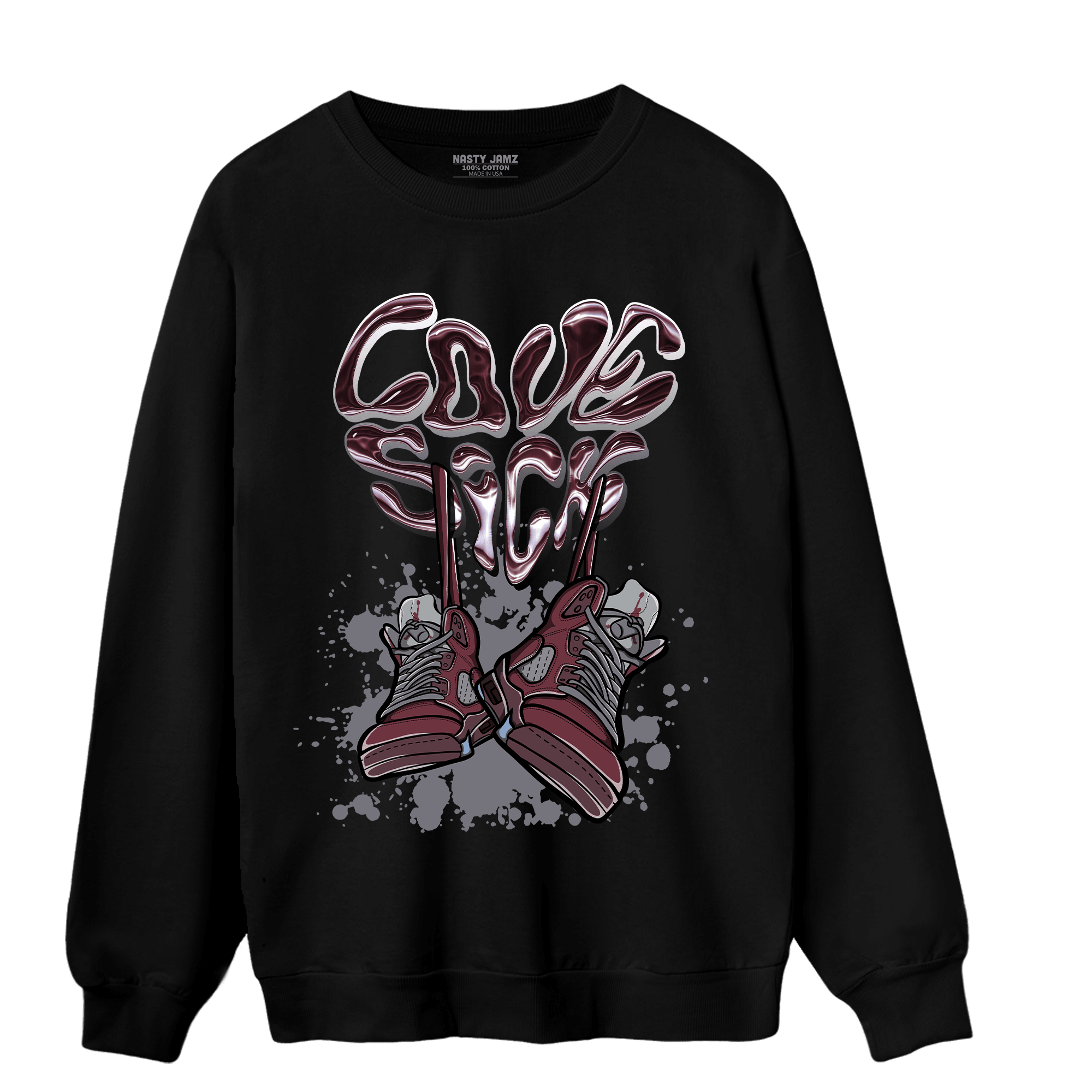 Burgundy 5s Sweatshirt Match Sneaker Love Sick - NastyJamz