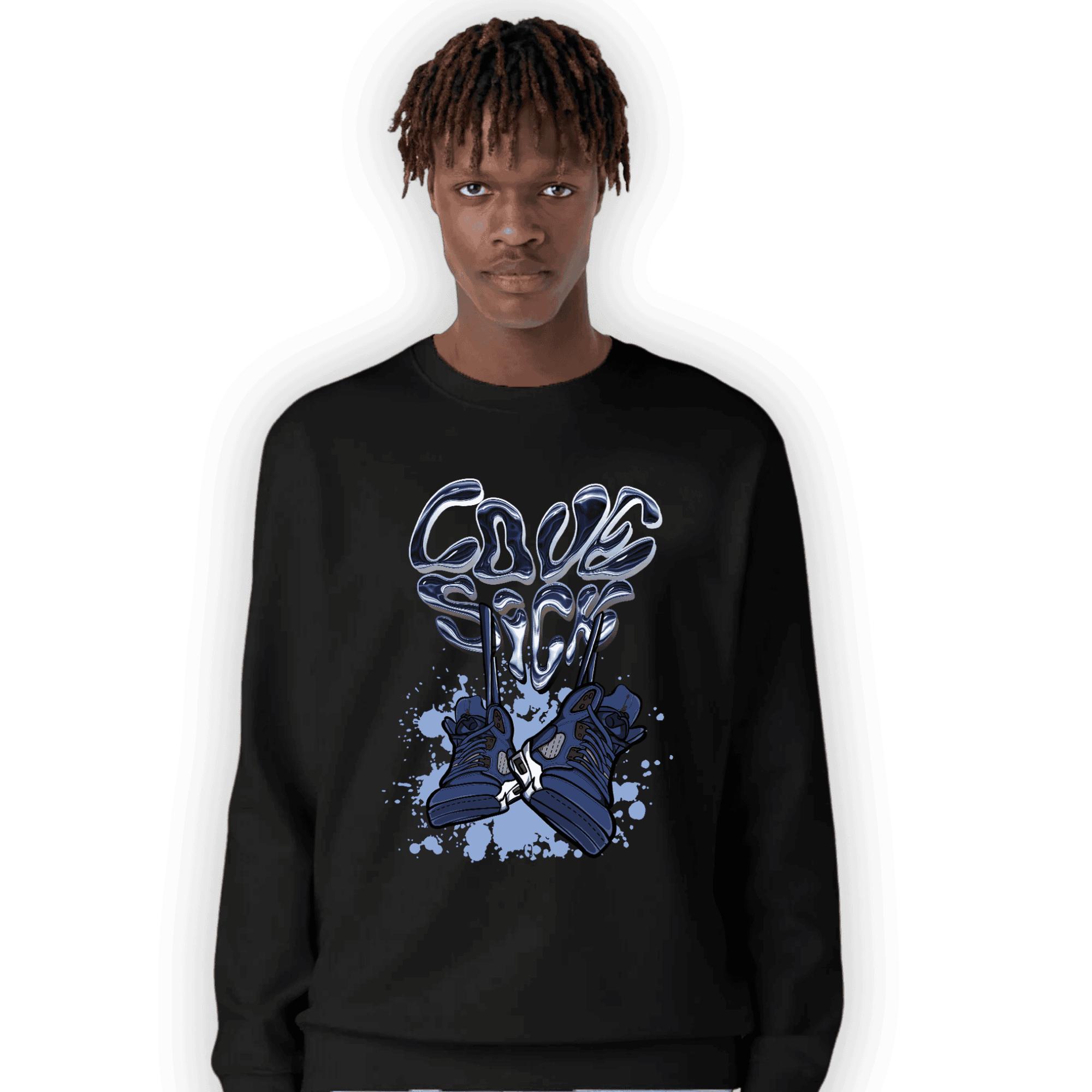 Midnight Navy 5s Sweatshirt Match Sneaker Love Sick - NastyJamz