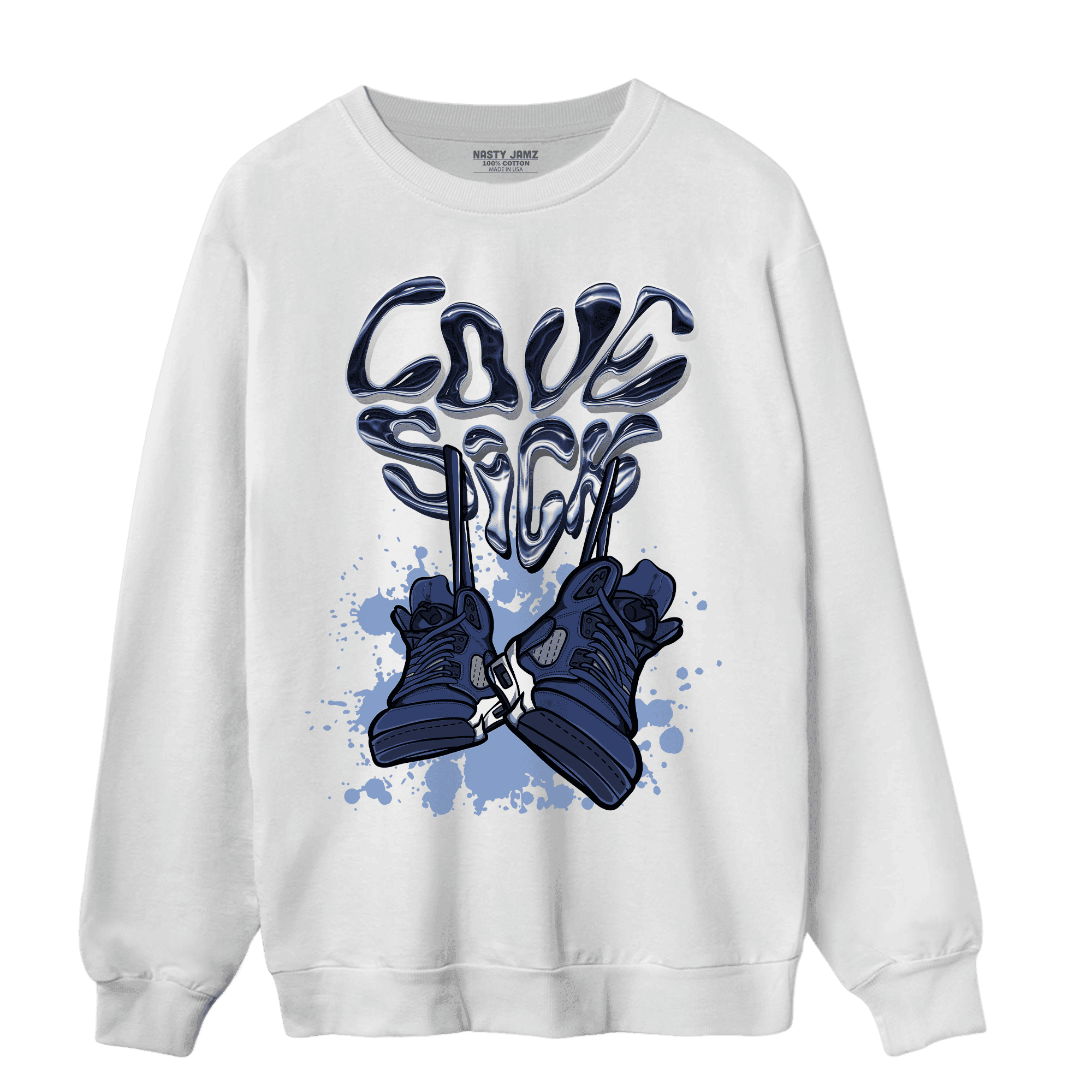 Midnight Navy 5s Sweatshirt Match Sneaker Love Sick - NastyJamz