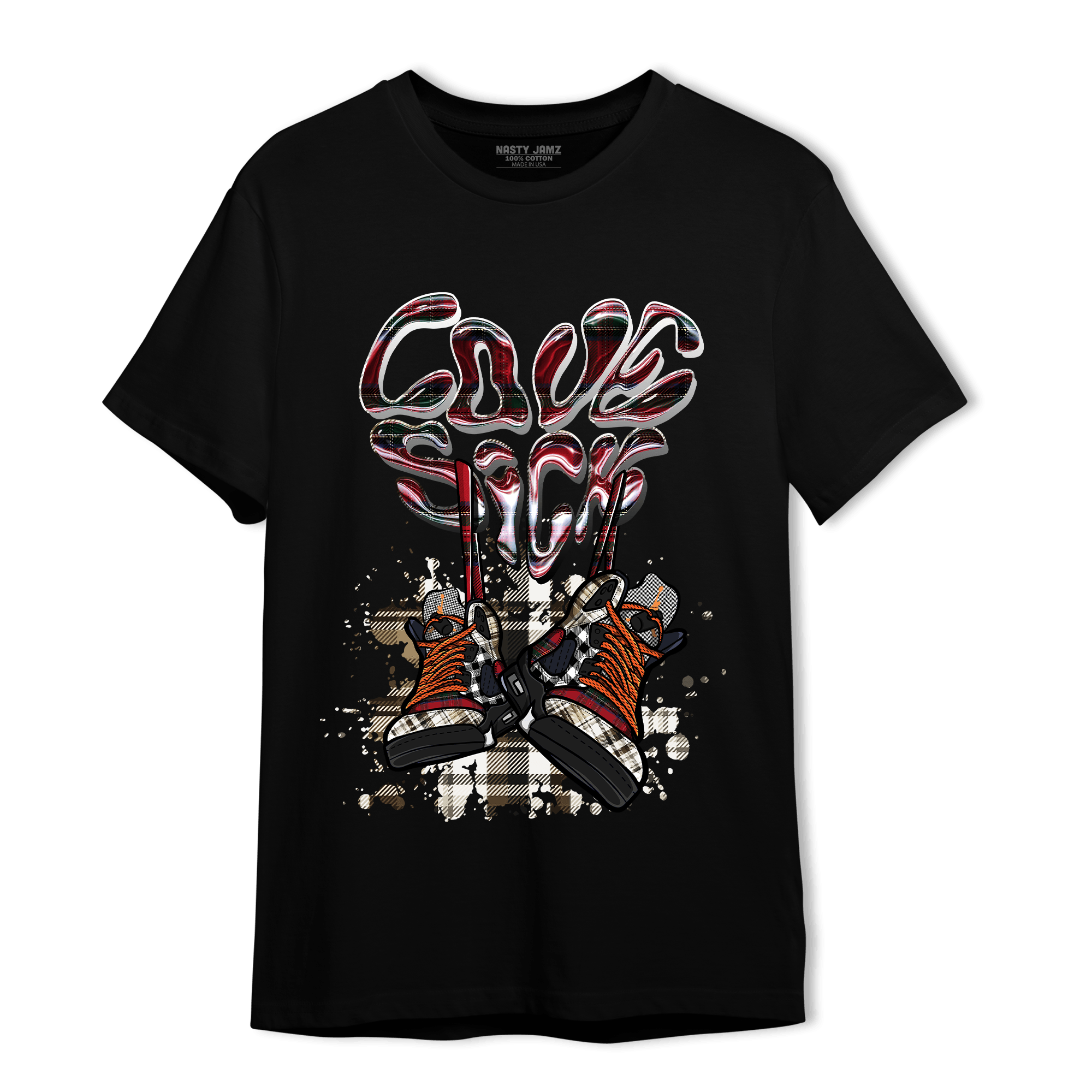 Plaid 5s T Shirt Match Sneaker Love Sick - NastyJamz