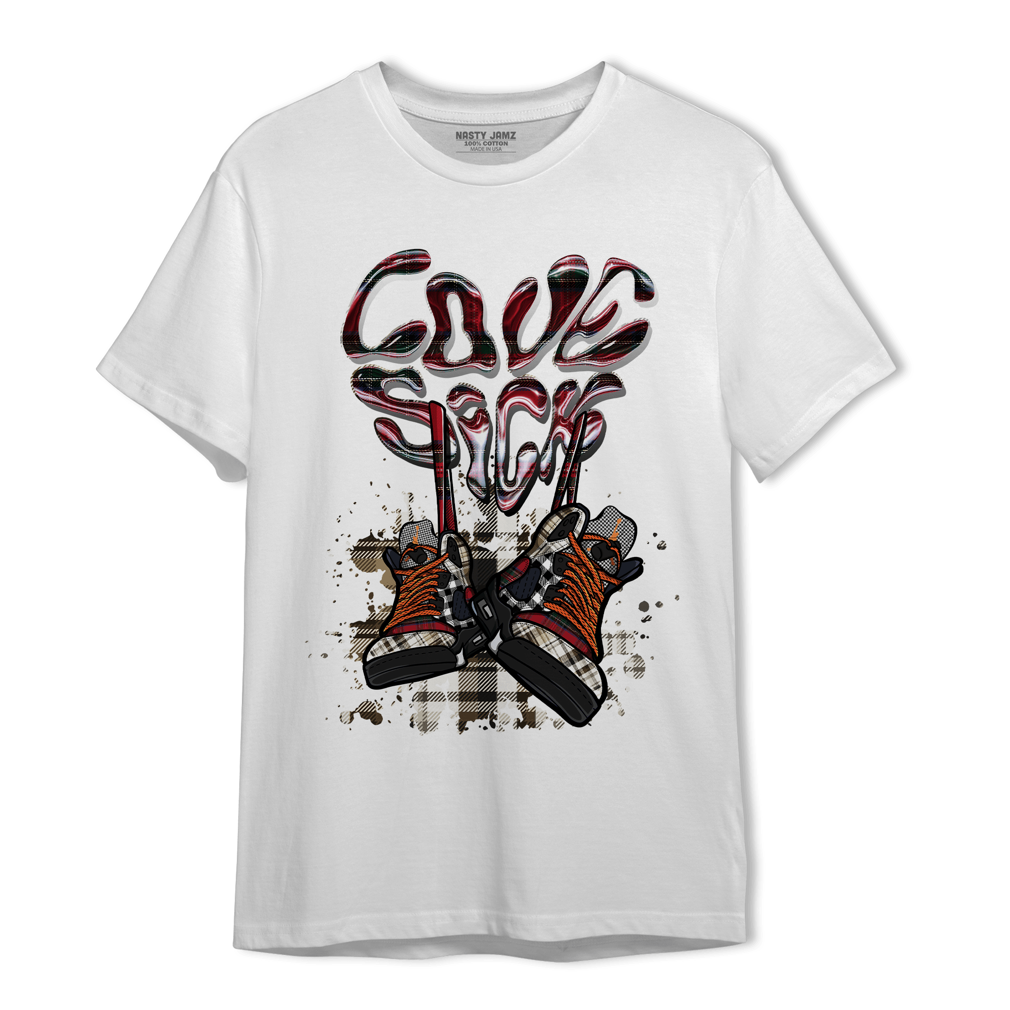 Plaid 5s T Shirt Match Sneaker Love Sick - NastyJamz