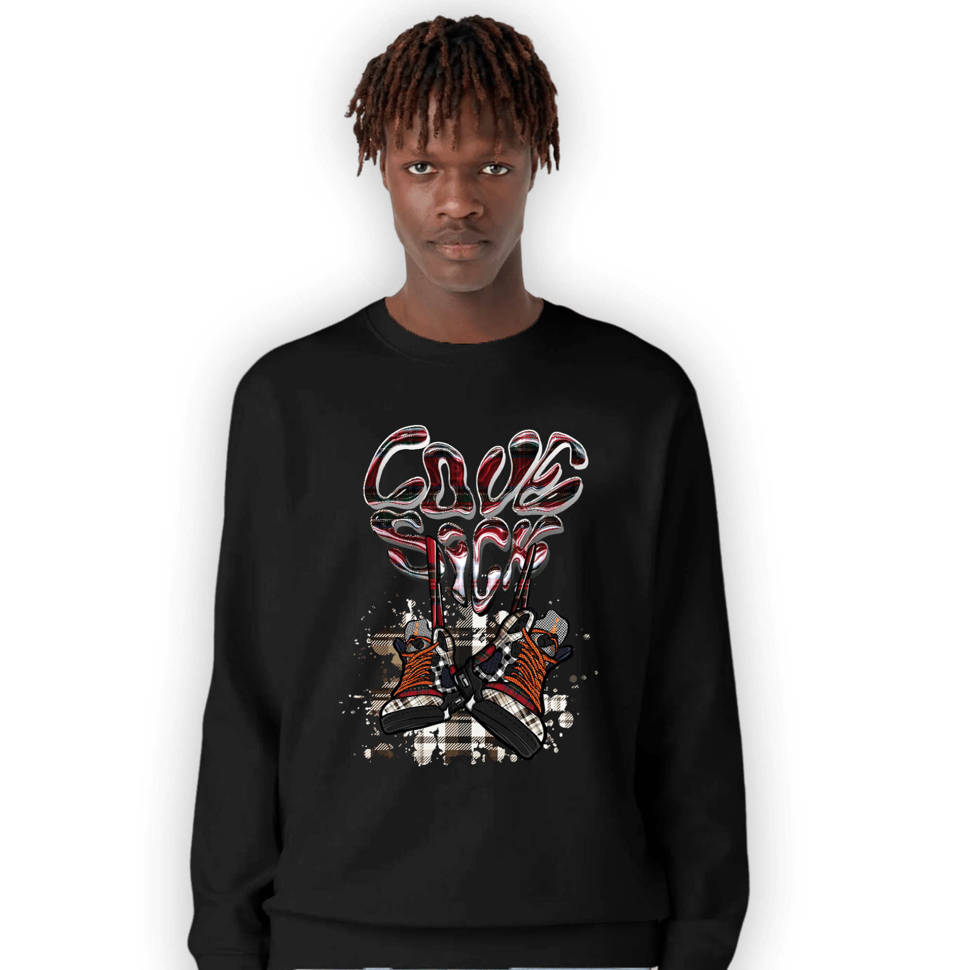 Plaid 5s Sweatshirt Match Sneaker Love Sick - NastyJamz