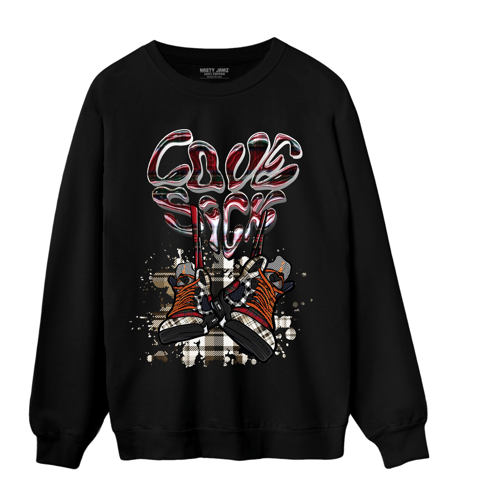 Plaid 5s Sweatshirt Match Sneaker Love Sick - NastyJamz