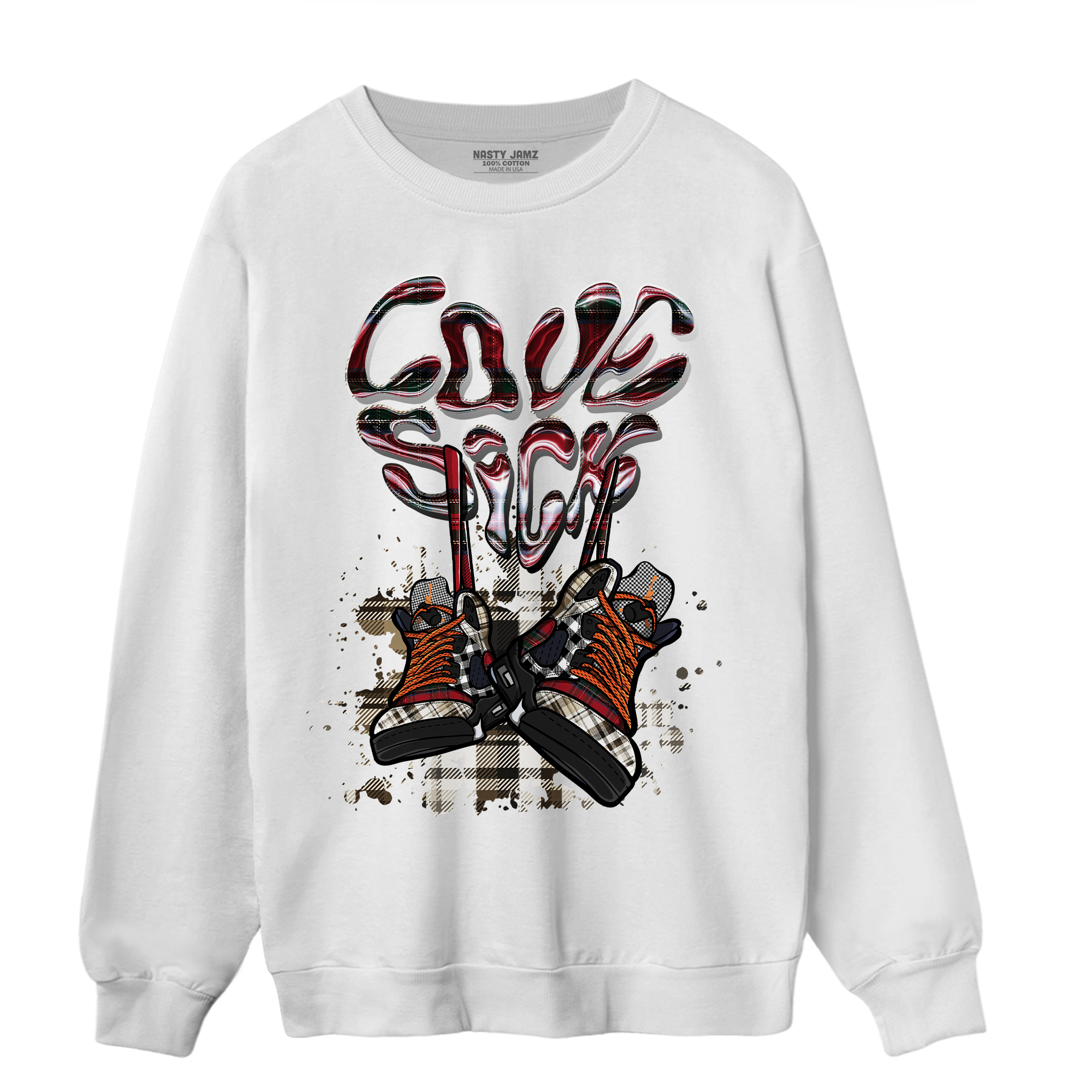 Plaid 5s Sweatshirt Match Sneaker Love Sick - NastyJamz