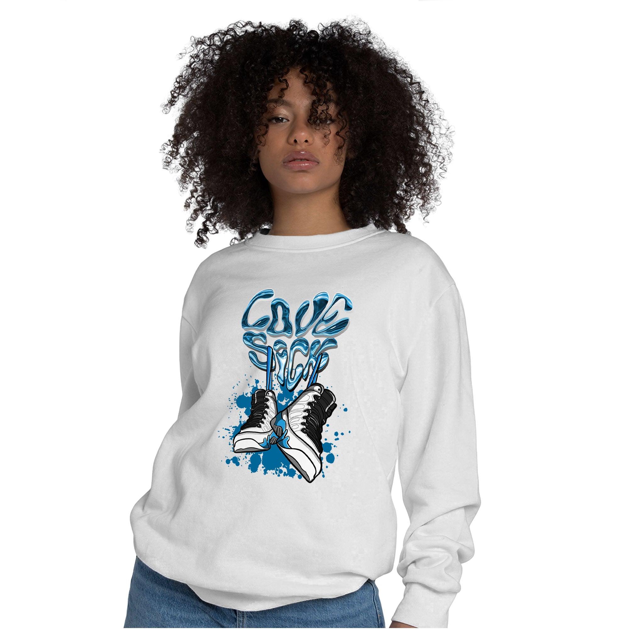 Powder Blue 9s Sweatshirt Match Sneaker Love Sick - NastyJamz