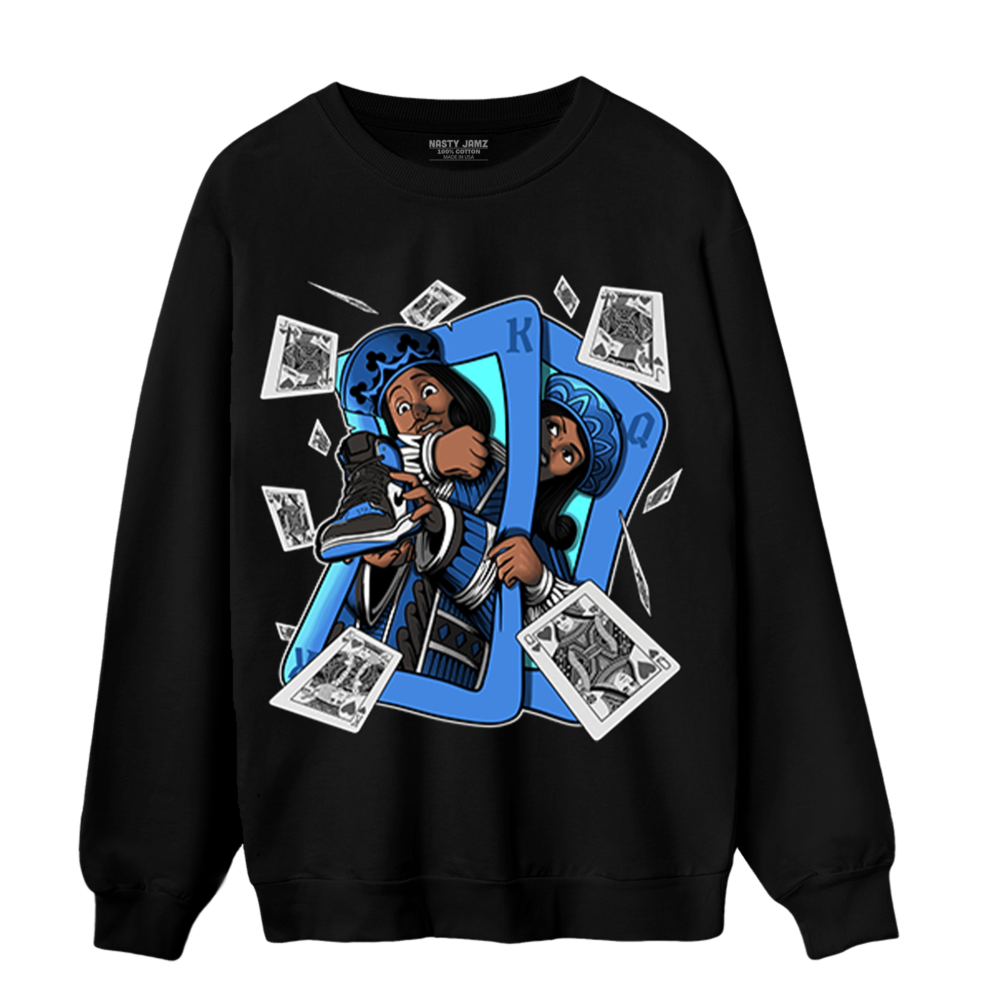 University Blue Toe 1s Sweatshirt Match Sneaker Playing Card - NastyJamz