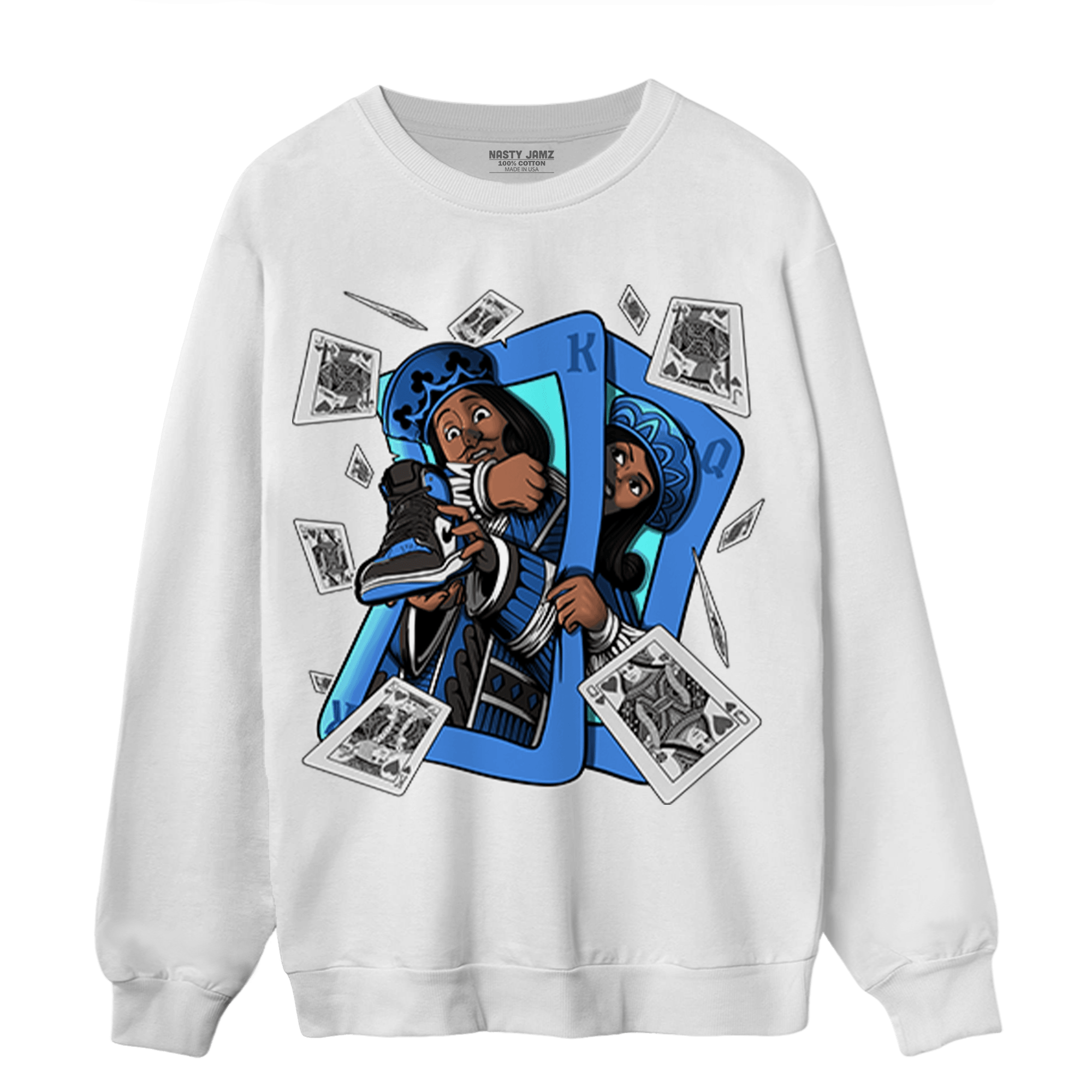 University Blue Toe 1s Sweatshirt Match Sneaker Playing Card - NastyJamz