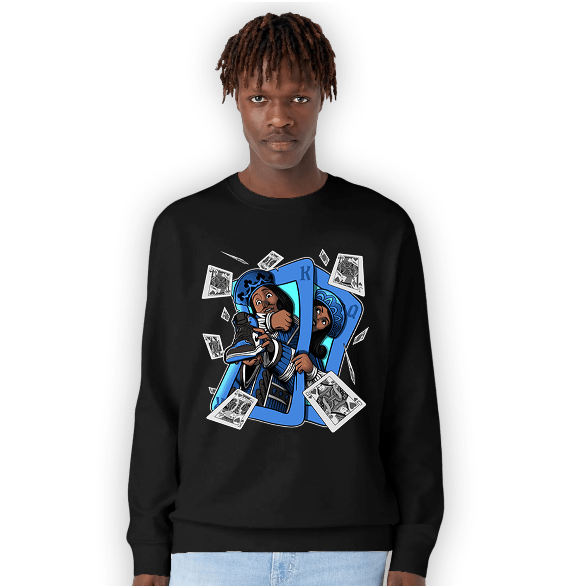 University Blue Toe 1s Sweatshirt Match Sneaker Playing Card - NastyJamz