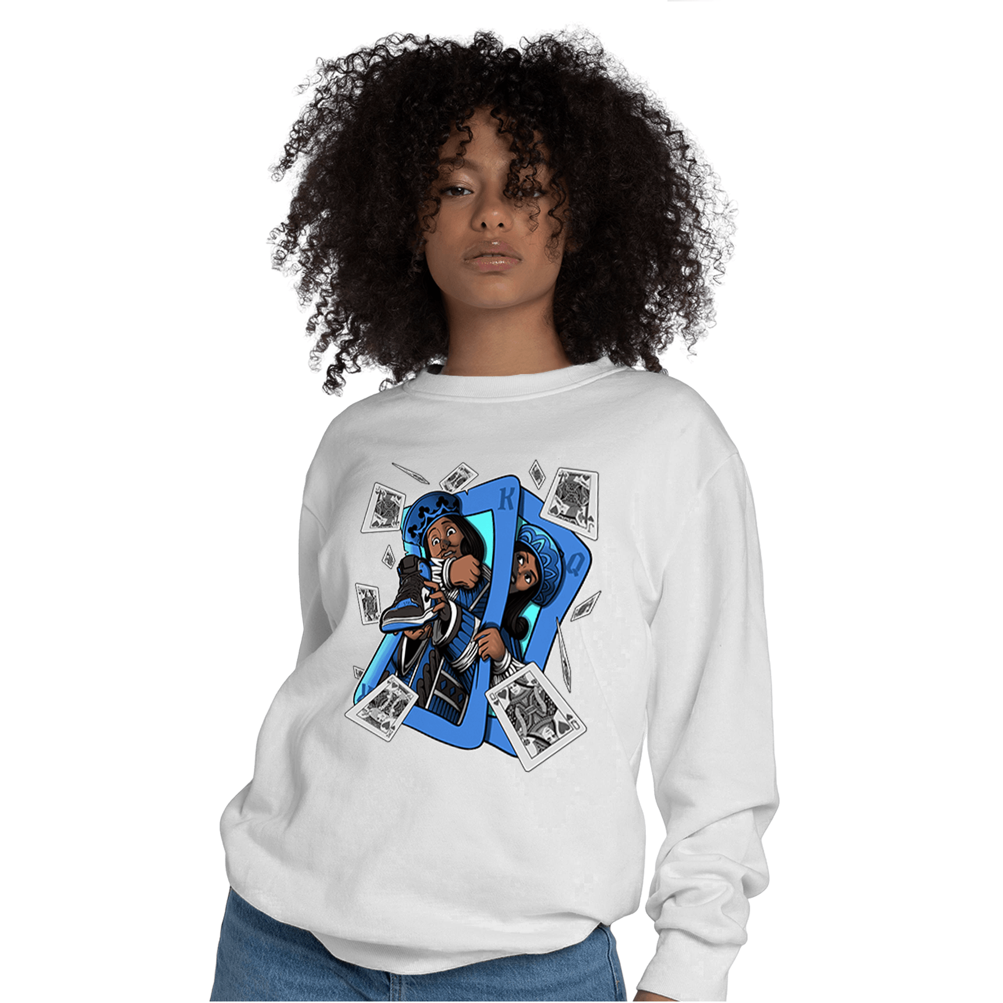 University Blue Toe 1s Sweatshirt Match Sneaker Playing Card - NastyJamz