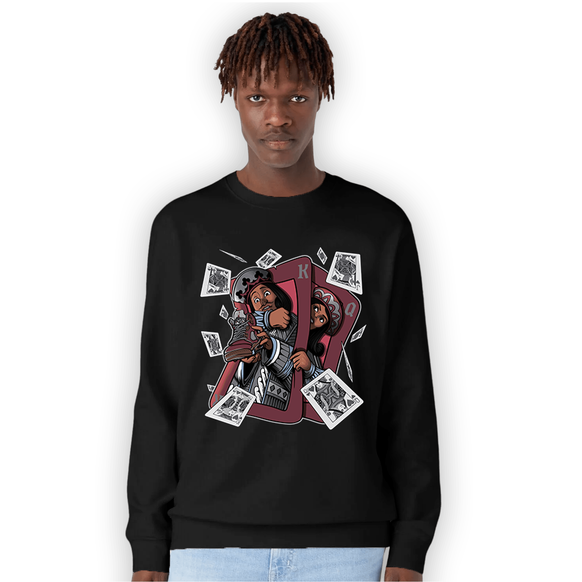 Burgundy 5s Sweatshirt Match Sneaker Playing Card - NastyJamz