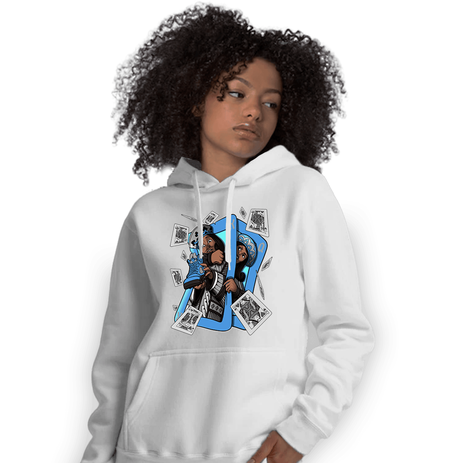 University Blue 5s Hoodie Match Sneaker Playing Card - NastyJamz