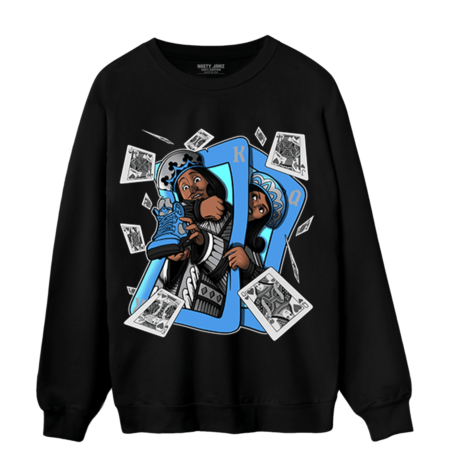 University Blue 5s Sweatshirt Match Sneaker Playing Card - NastyJamz