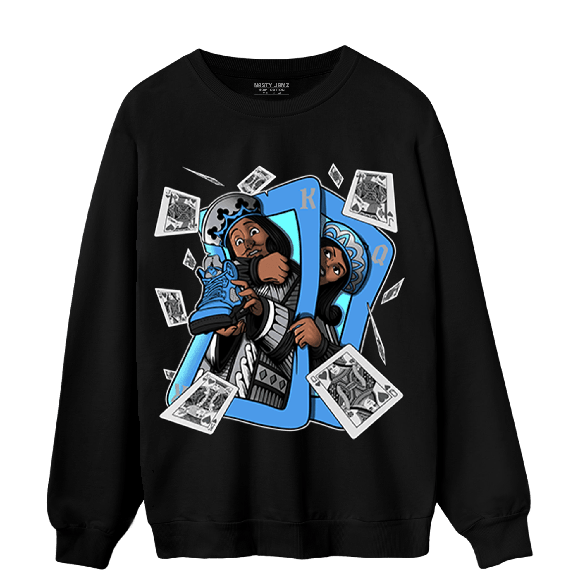 University Blue 5s Sweatshirt Match Sneaker Playing Card - NastyJamz