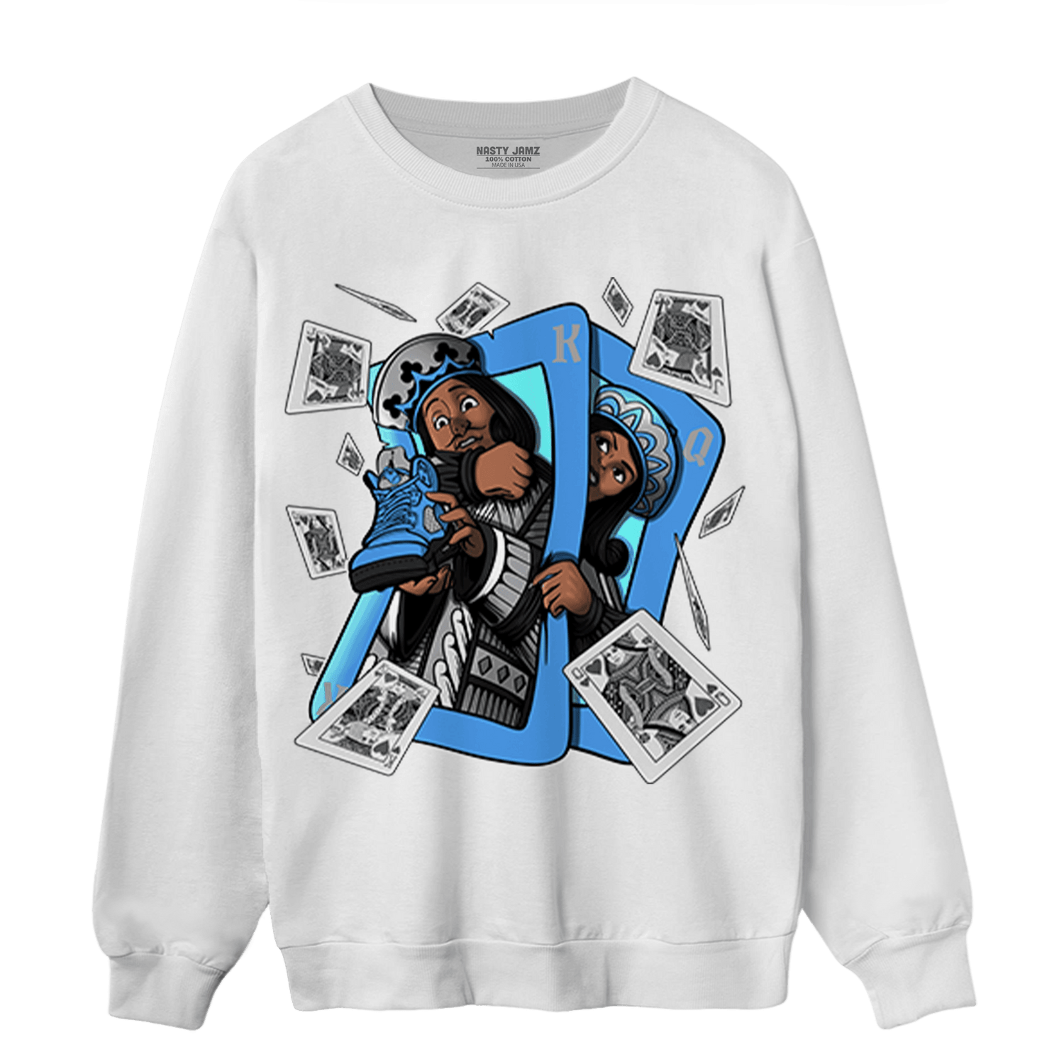 University Blue 5s Sweatshirt Match Sneaker Playing Card - NastyJamz