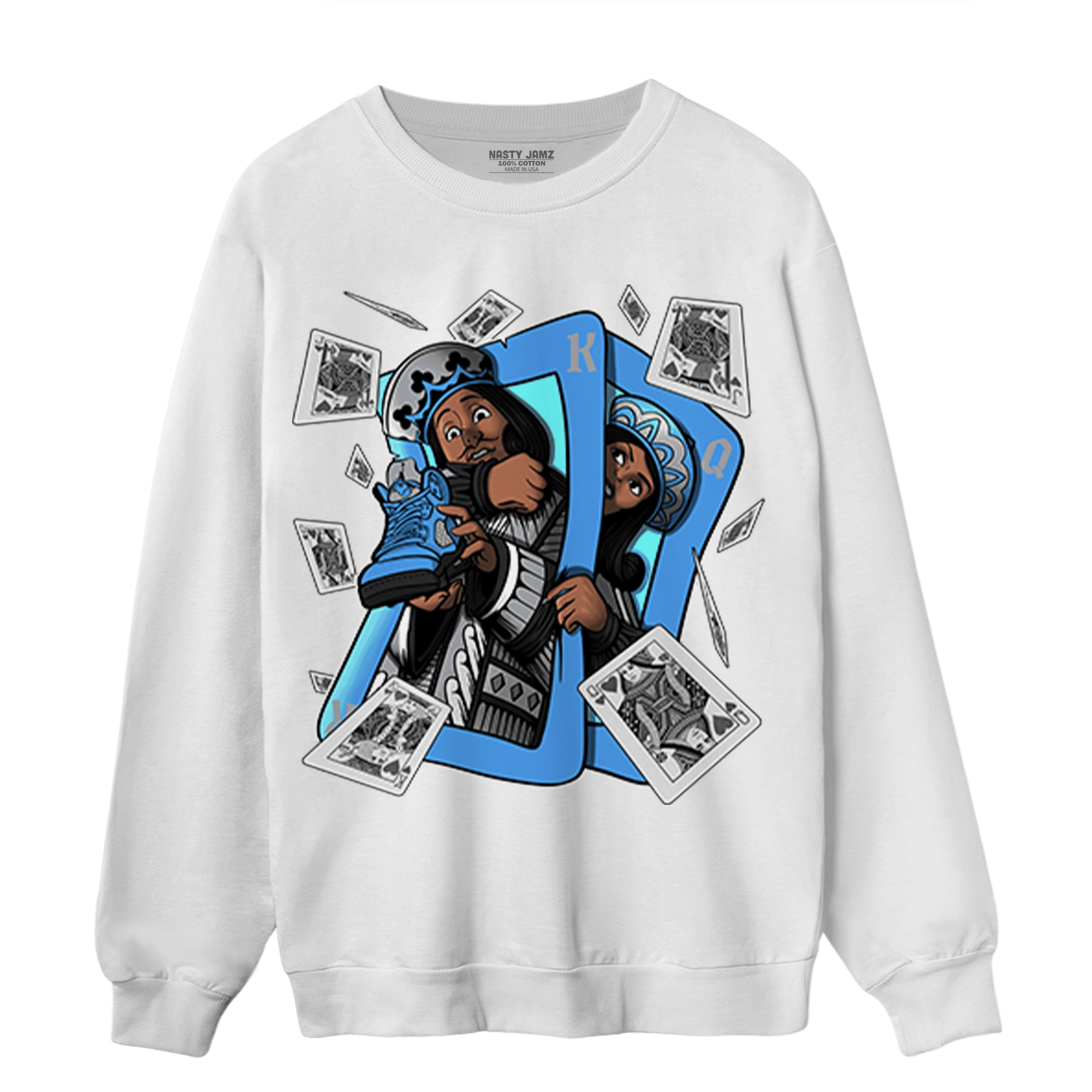 University Blue 5s Sweatshirt Match Sneaker Playing Card - NastyJamz