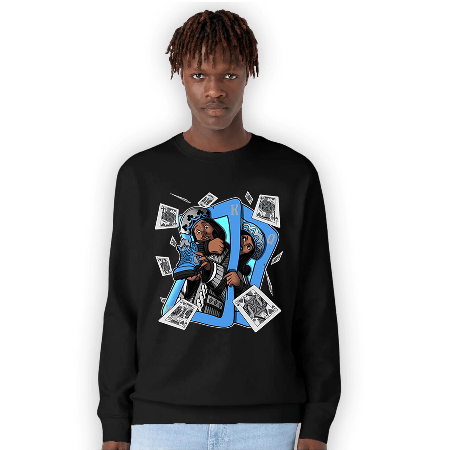 University Blue 5s Sweatshirt Match Sneaker Playing Card - NastyJamz