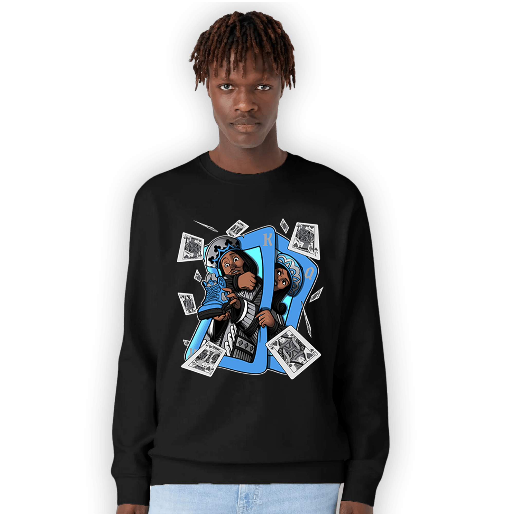 University Blue 5s Sweatshirt Match Sneaker Playing Card - NastyJamz