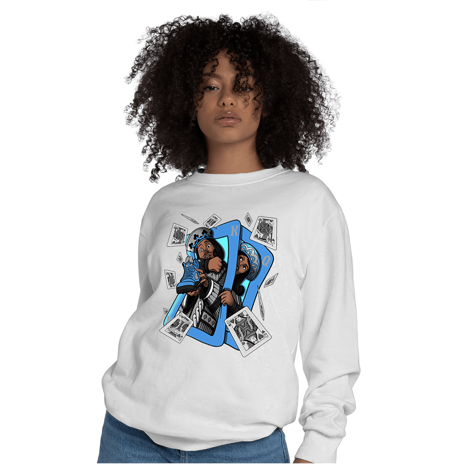 University Blue 5s Sweatshirt Match Sneaker Playing Card - NastyJamz