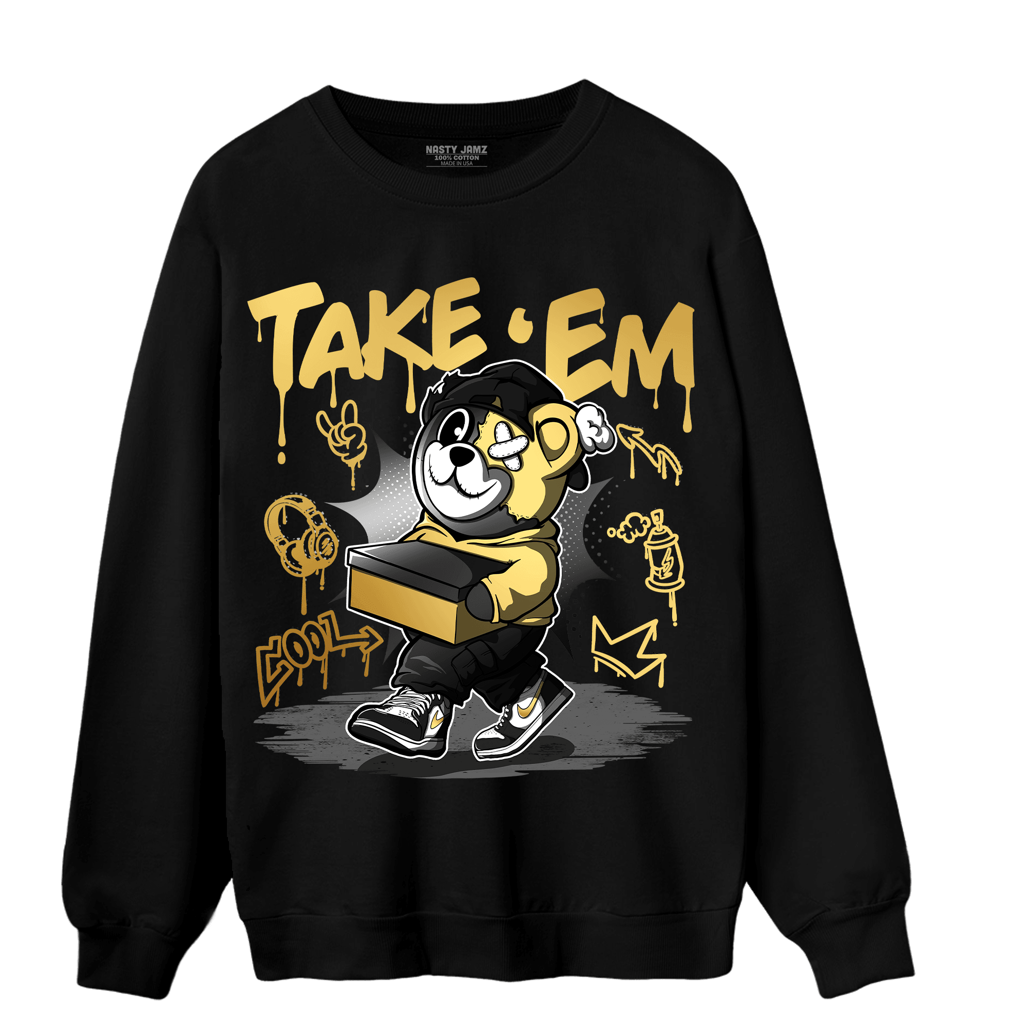 Mid SE Black Gold 1s Sweatshirt Match Take &