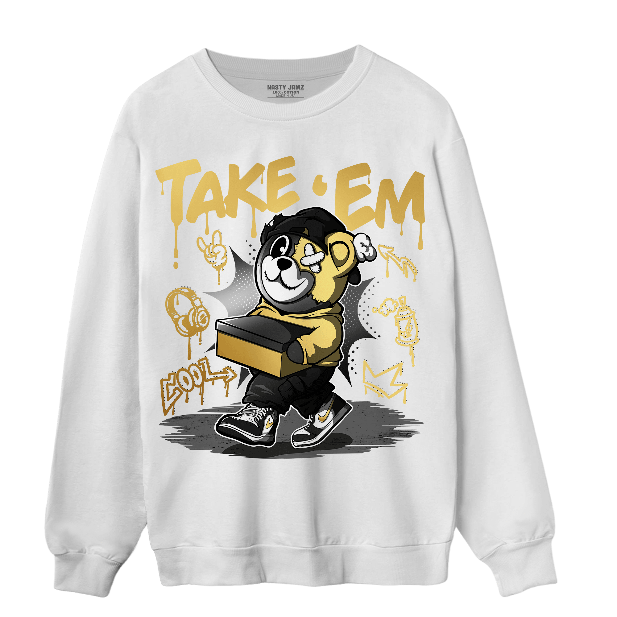 Mid SE Black Gold 1s Sweatshirt Match Take &