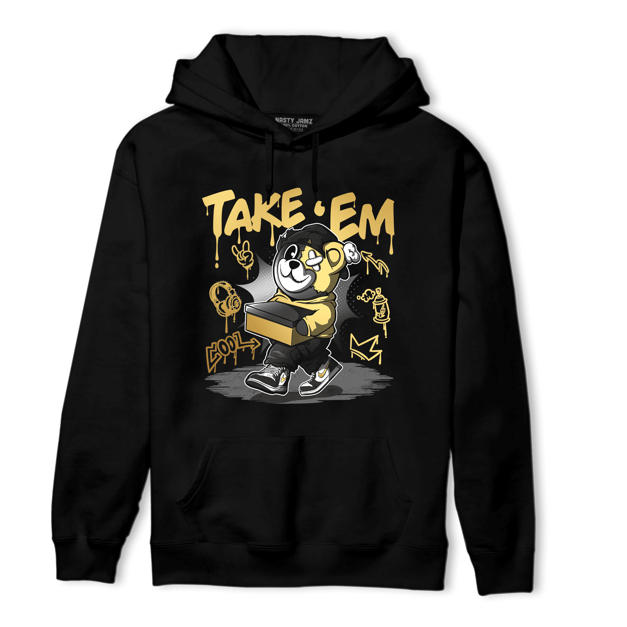 Mid SE Black Gold 1s Hoodie Match Take &