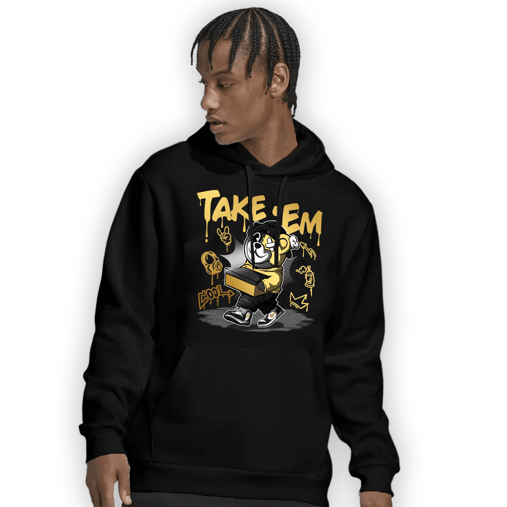 Mid SE Black Gold 1s Hoodie Match Take &