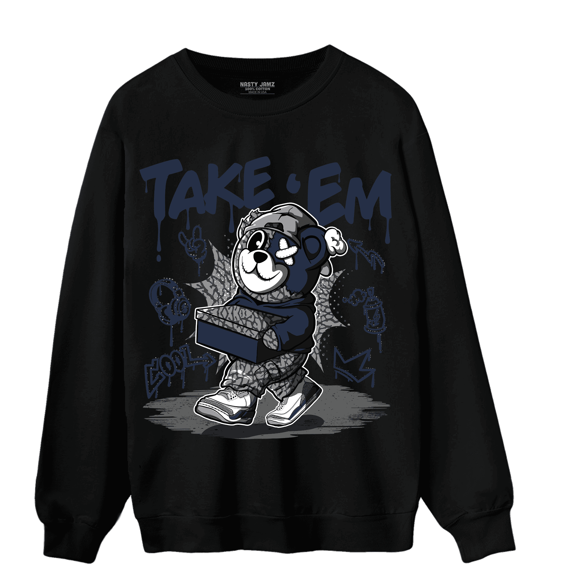 White Navy 3s Sweatshirt Match Take &