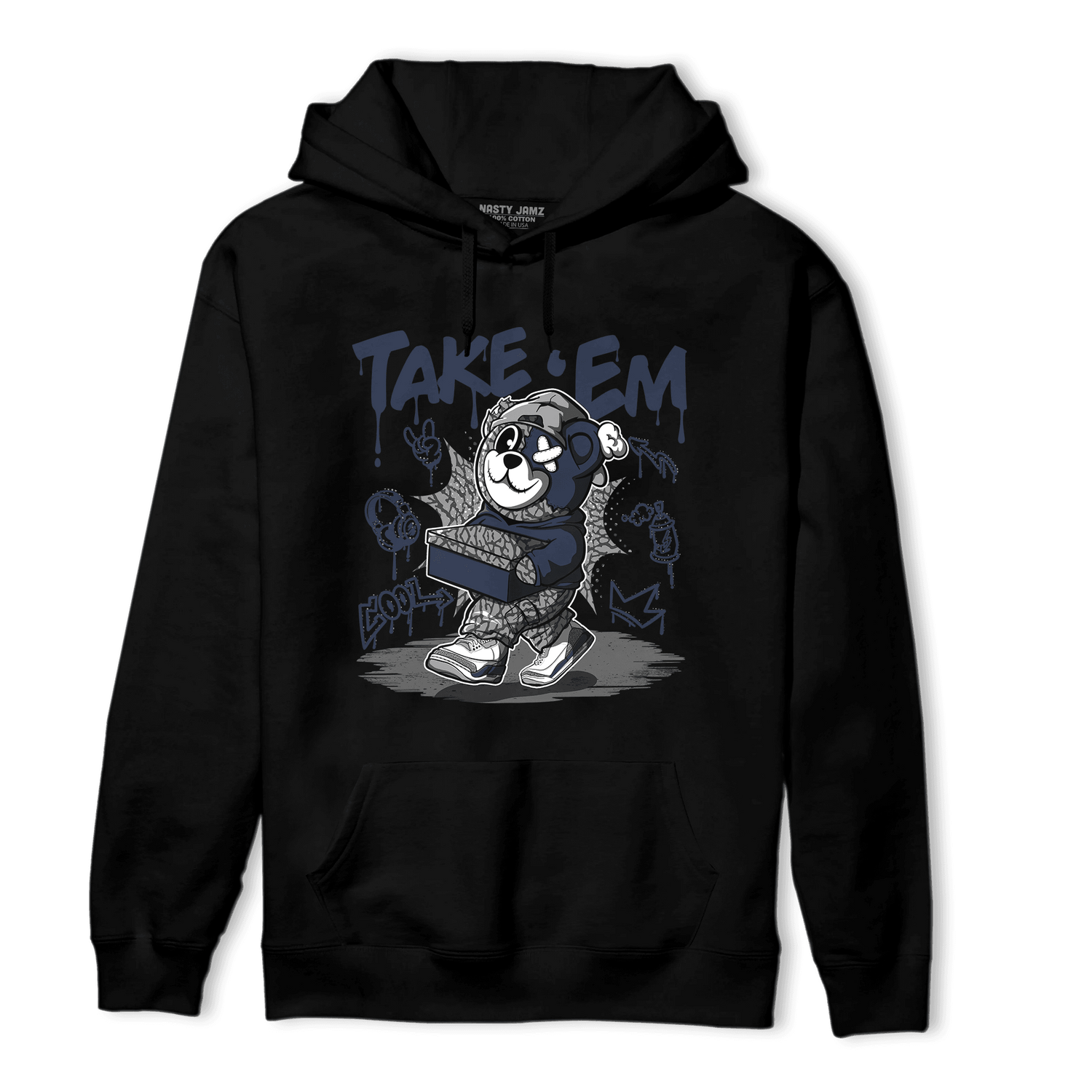 White Navy 3s Hoodie Match Take &