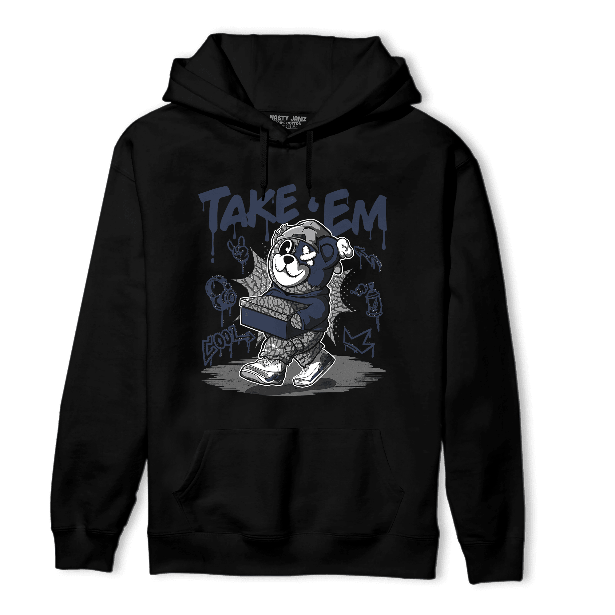 White Navy 3s Hoodie Match Take &