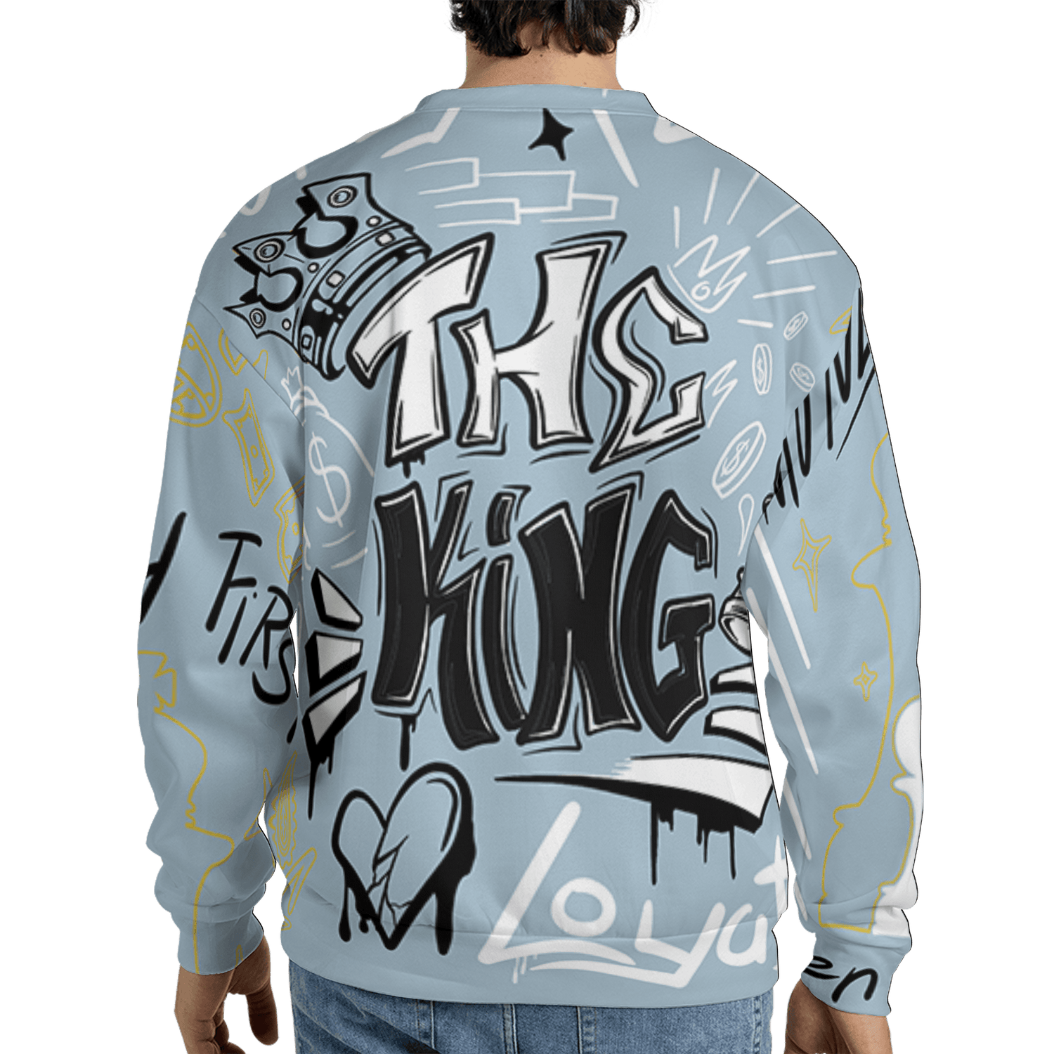 Blue Grey 13s Sweatshirt Match The King 3D All-Over Print Graffiti - NastyJamz