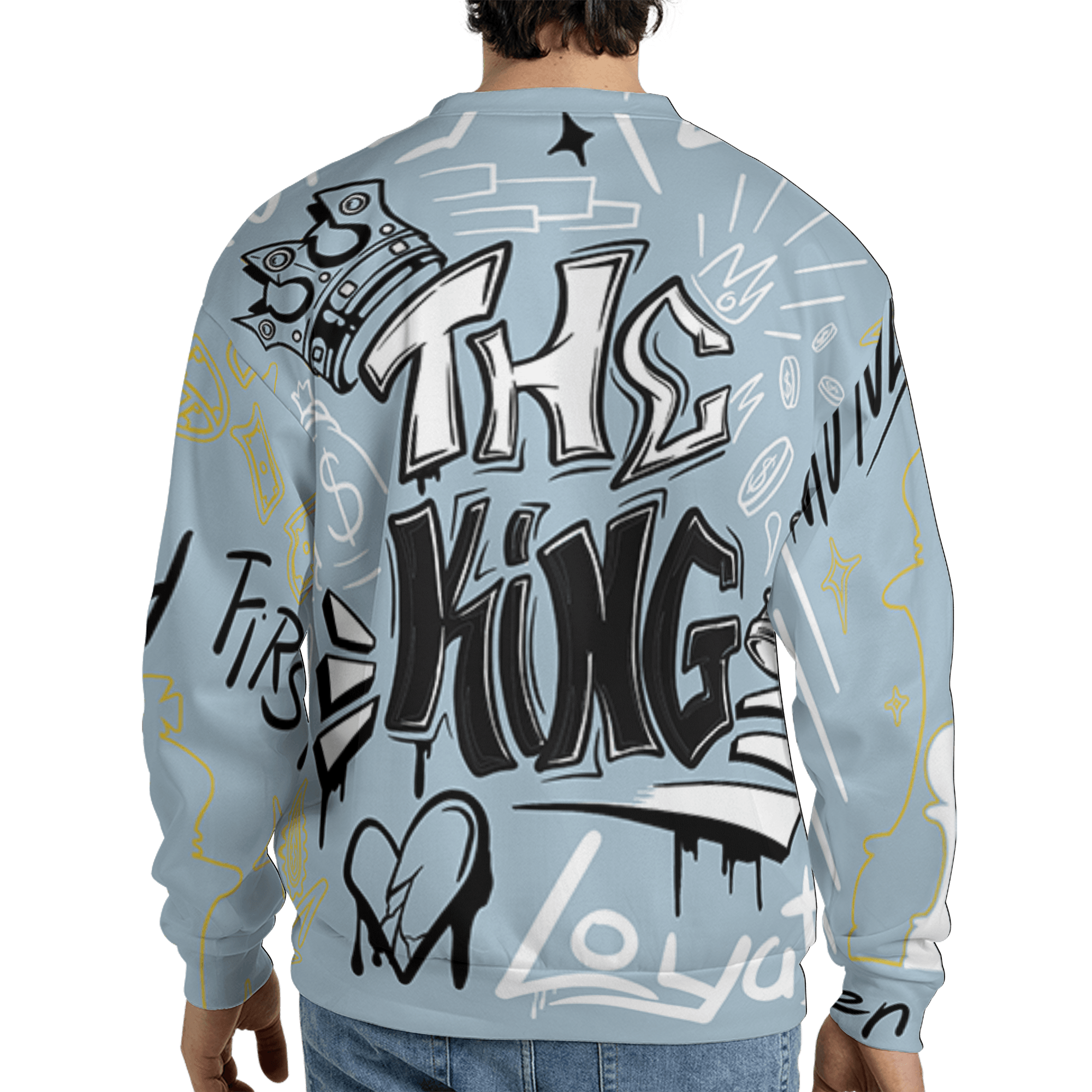 Blue Grey 13s Sweatshirt Match The King 3D All-Over Print Graffiti - NastyJamz