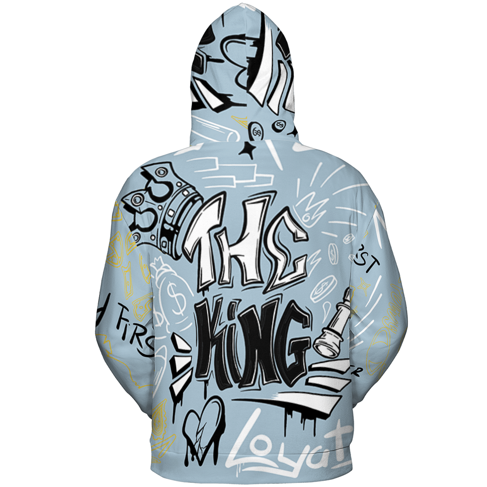Blue Grey 13s Hoodie Match The King 3D All-Over Print Graffiti - NastyJamz