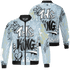 Blue Grey 13s Jacket Match The King 3D All-Over Print Graffiti - NastyJamz