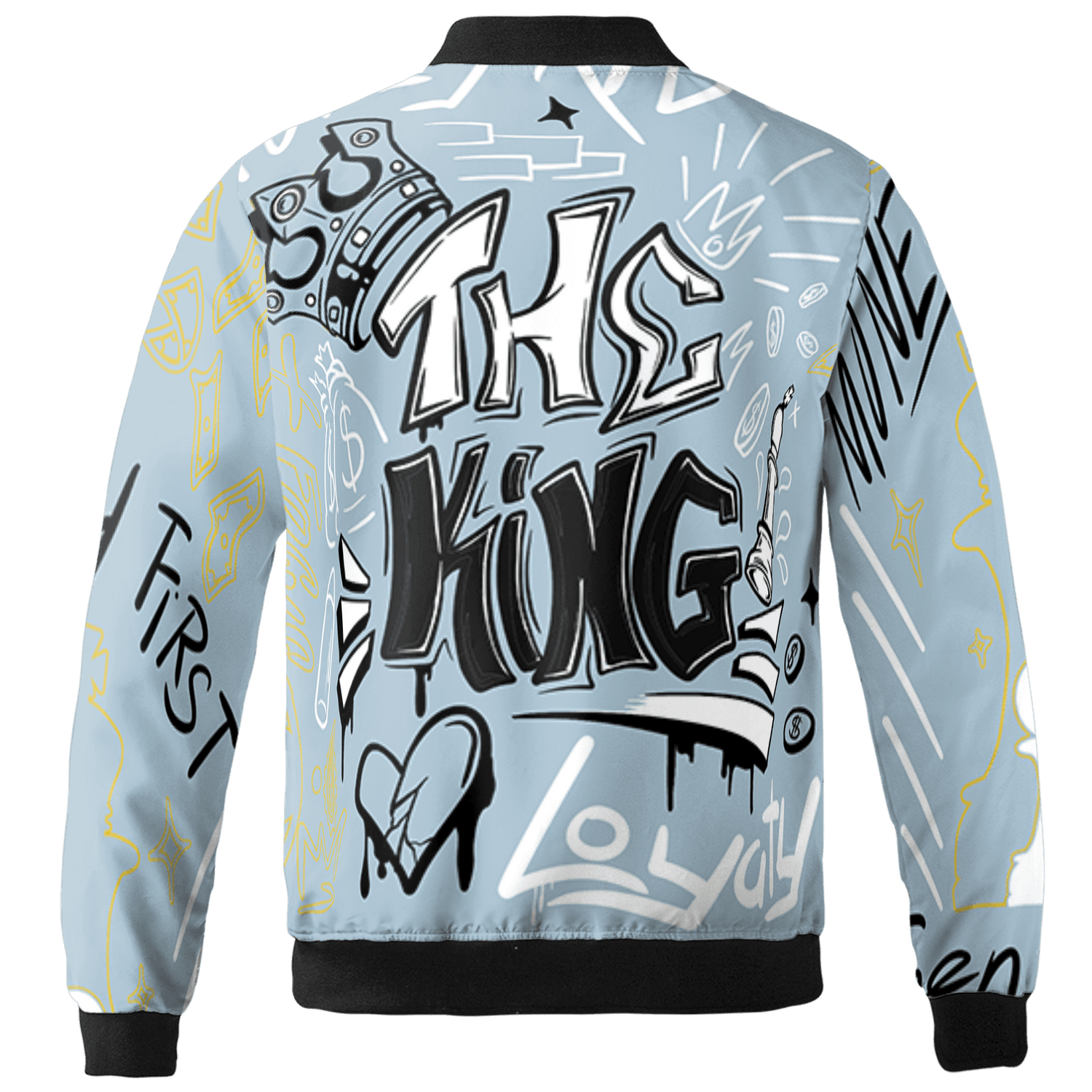 Blue Grey 13s Jacket Match The King 3D All-Over Print Graffiti - NastyJamz