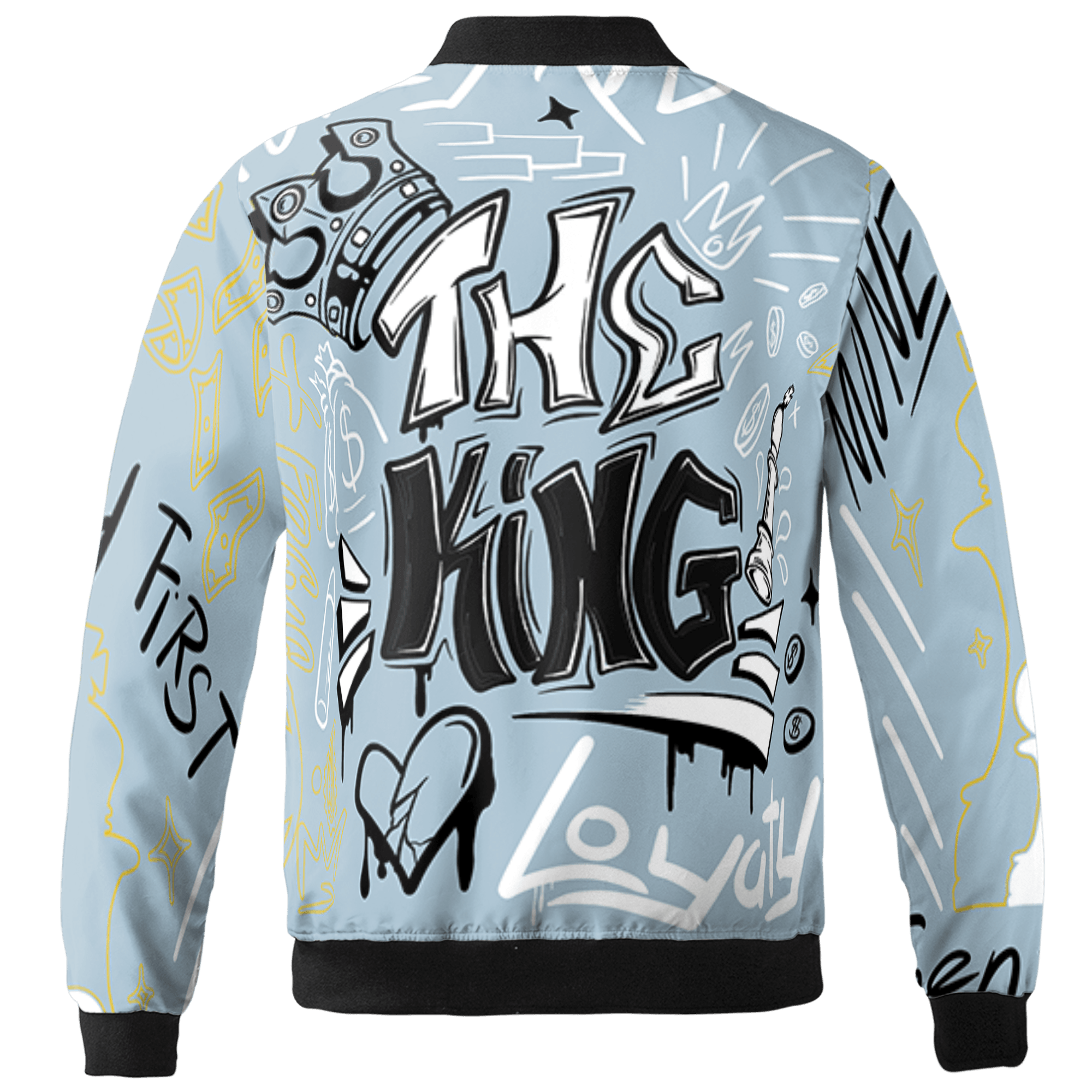 Blue Grey 13s Jacket Match The King 3D All-Over Print Graffiti - NastyJamz