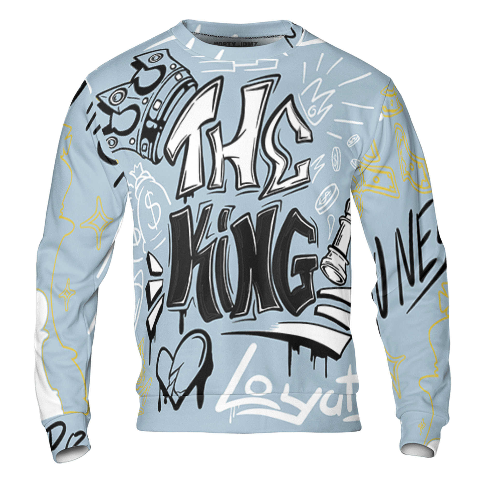 Blue Grey 13s Sweatshirt Match The King 3D All-Over Print Graffiti - NastyJamz