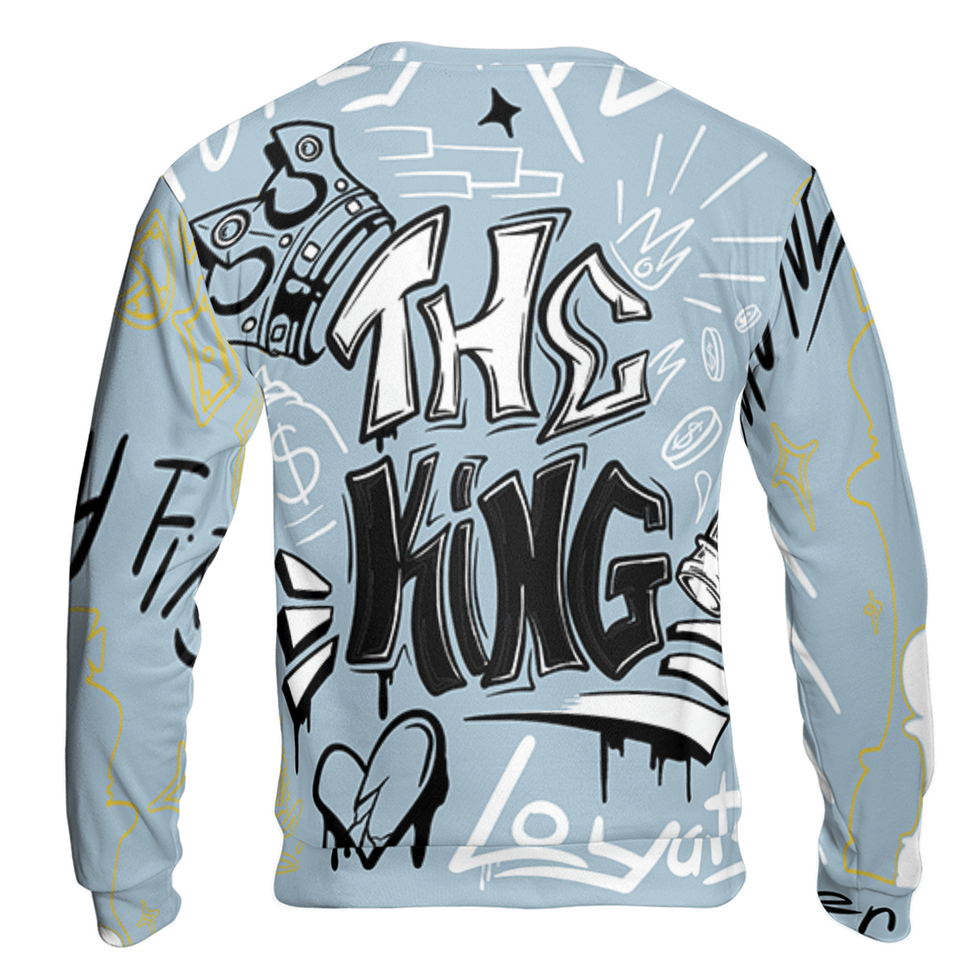 Blue Grey 13s Sweatshirt Match The King 3D All-Over Print Graffiti - NastyJamz