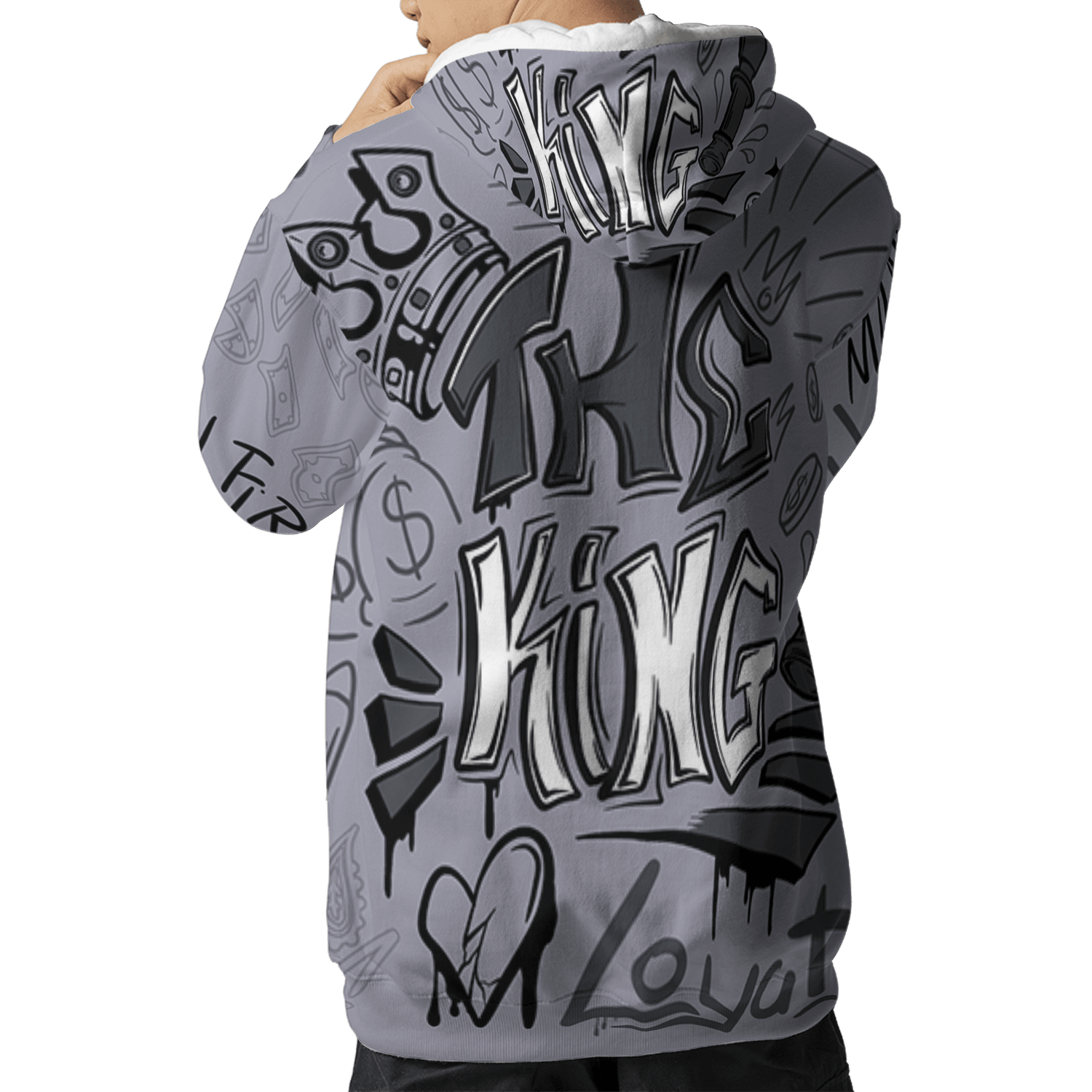 Stealth 14s Hoodie Match The King 3D All-Over Print Graffiti - NastyJamz